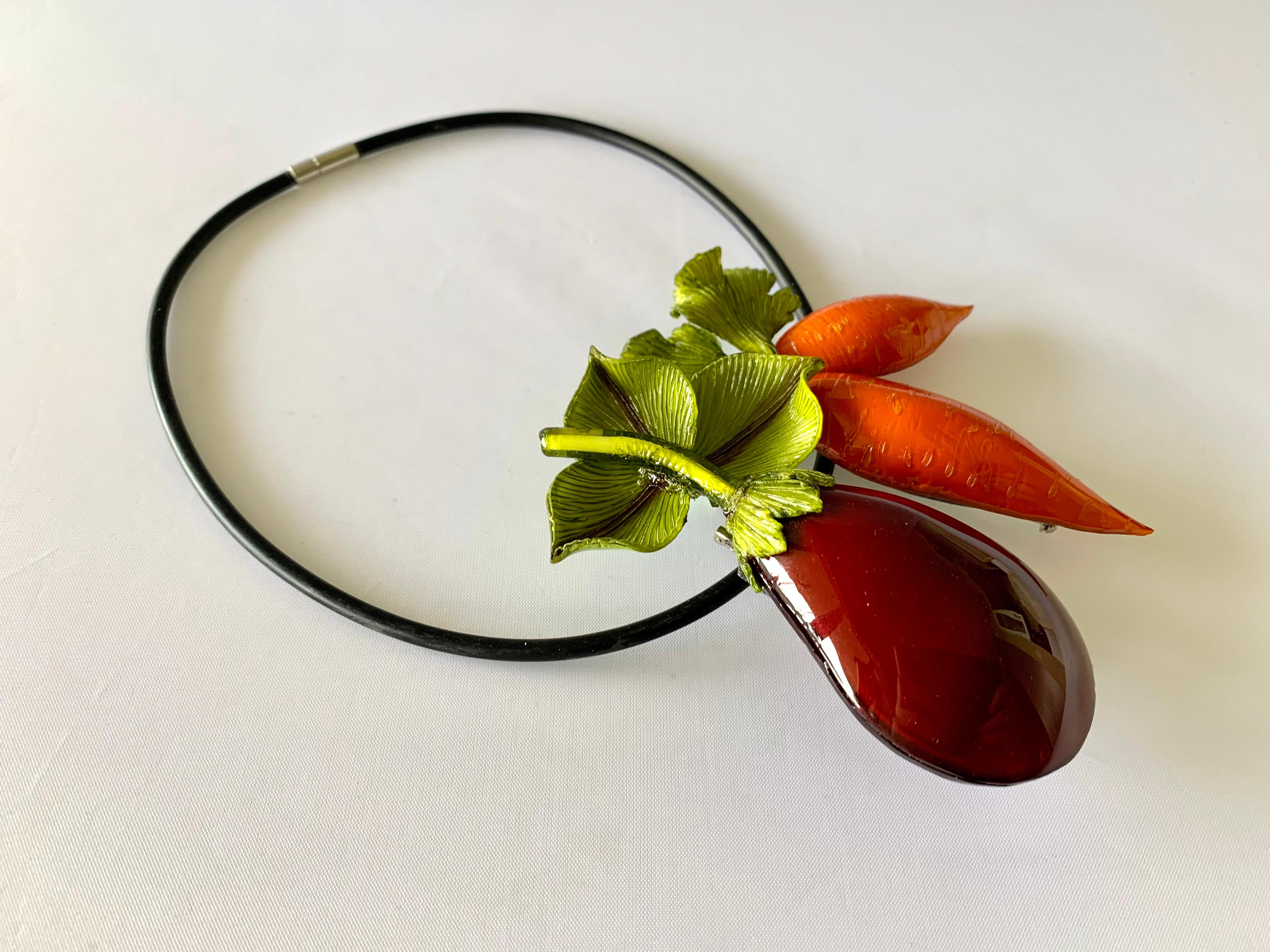 Contemporary French Designer Vegetable Statement Necklace  In New Condition In Palm Springs, CA
