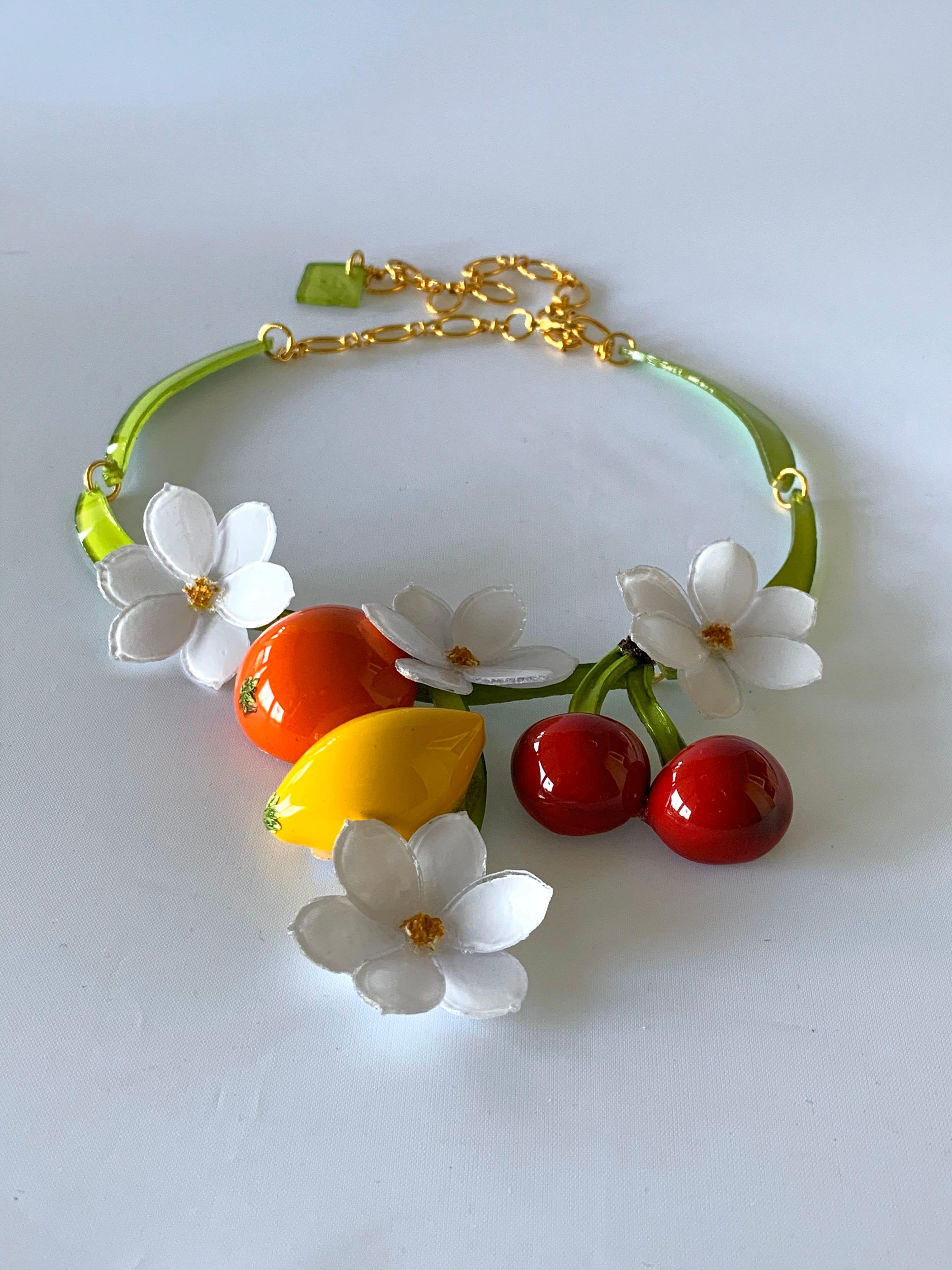 Contemporary French Fruit and Flower Statement Necklace 1