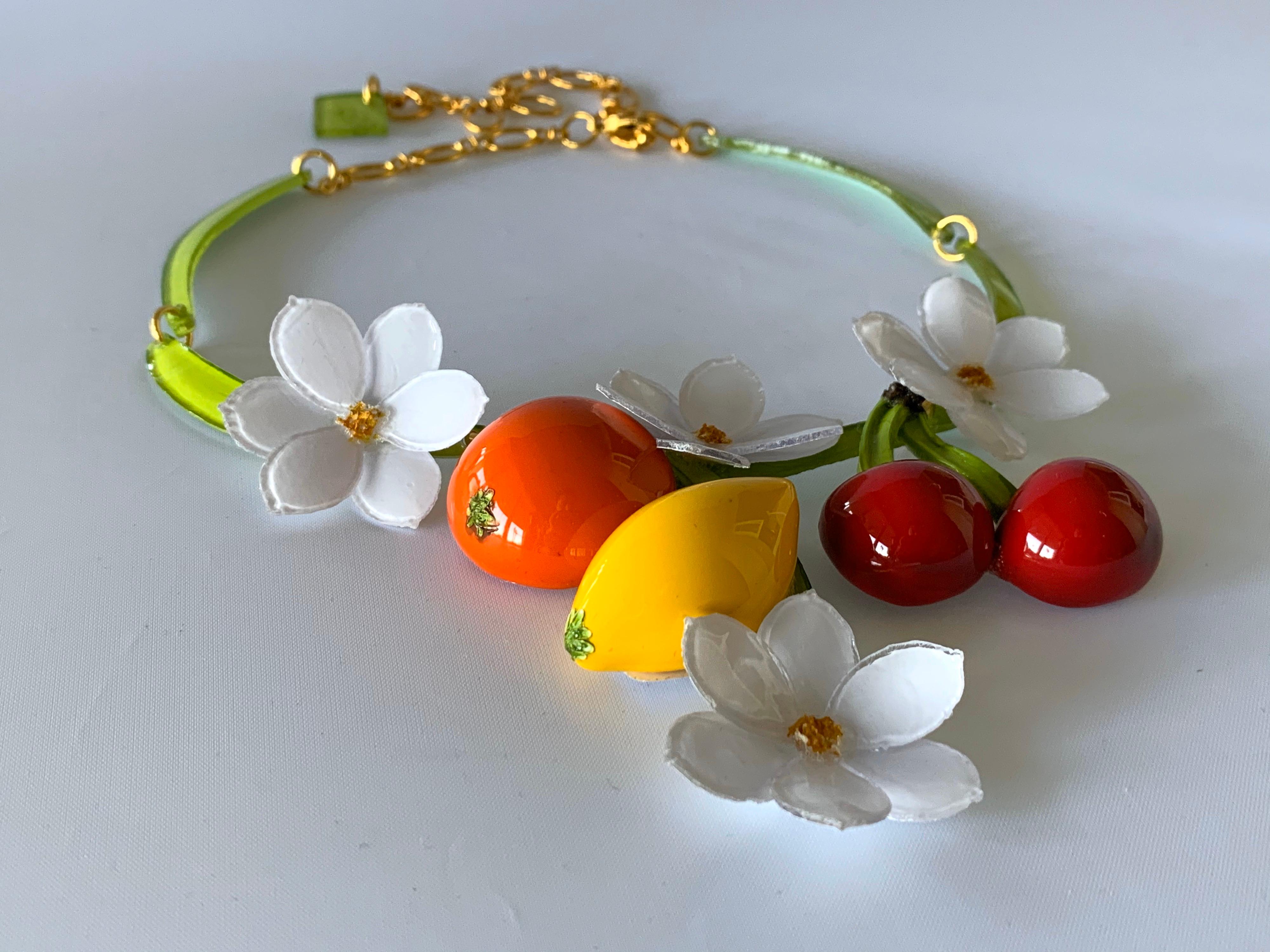 Contemporary French Fruit and Flower Statement Necklace 2