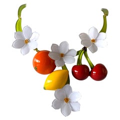 Contemporary French Fruit and Flower Statement Necklace