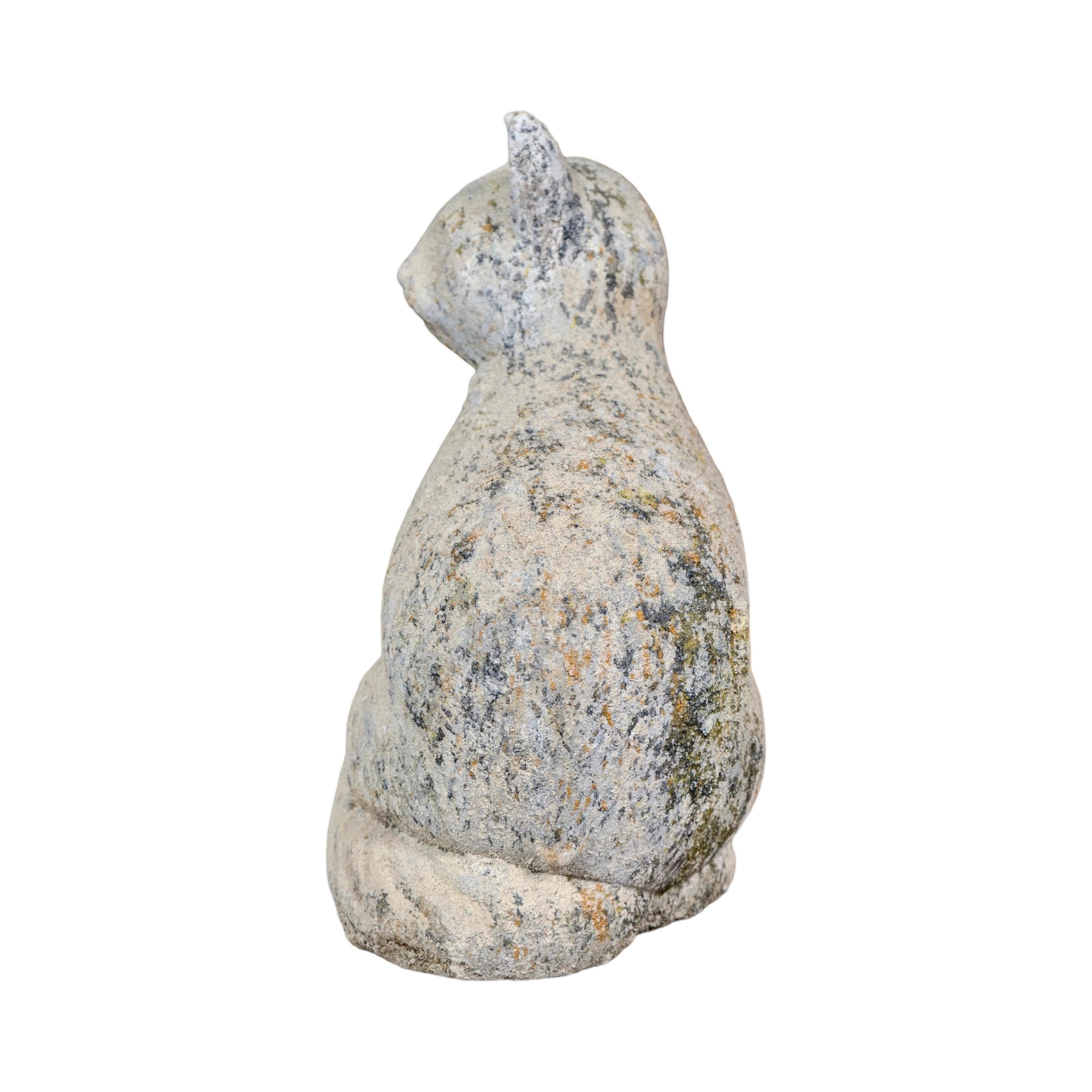 Composition Contemporary French Granite Composite Cat Sculpture For Sale