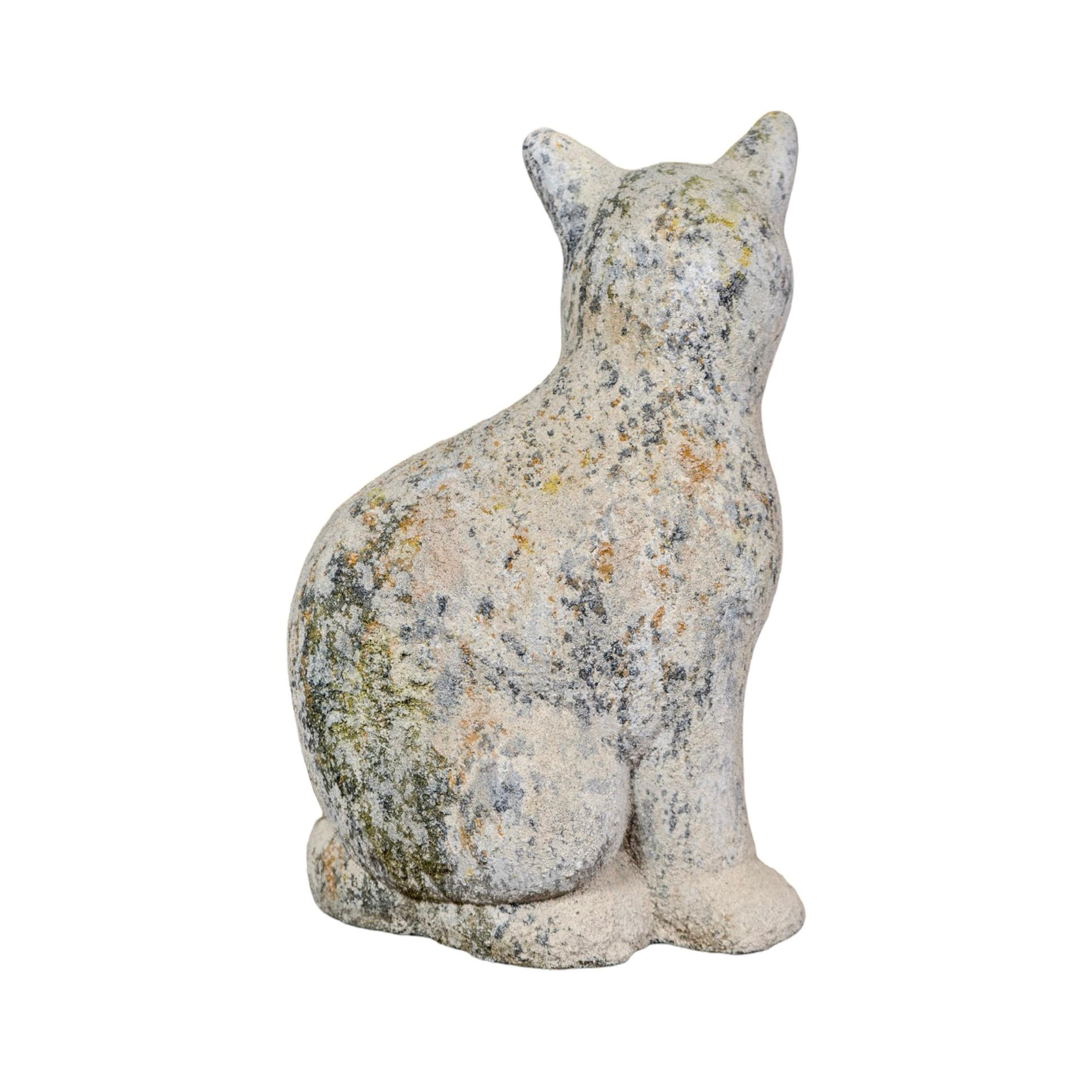 Contemporary French Granite Composite Cat Sculpture For Sale 1