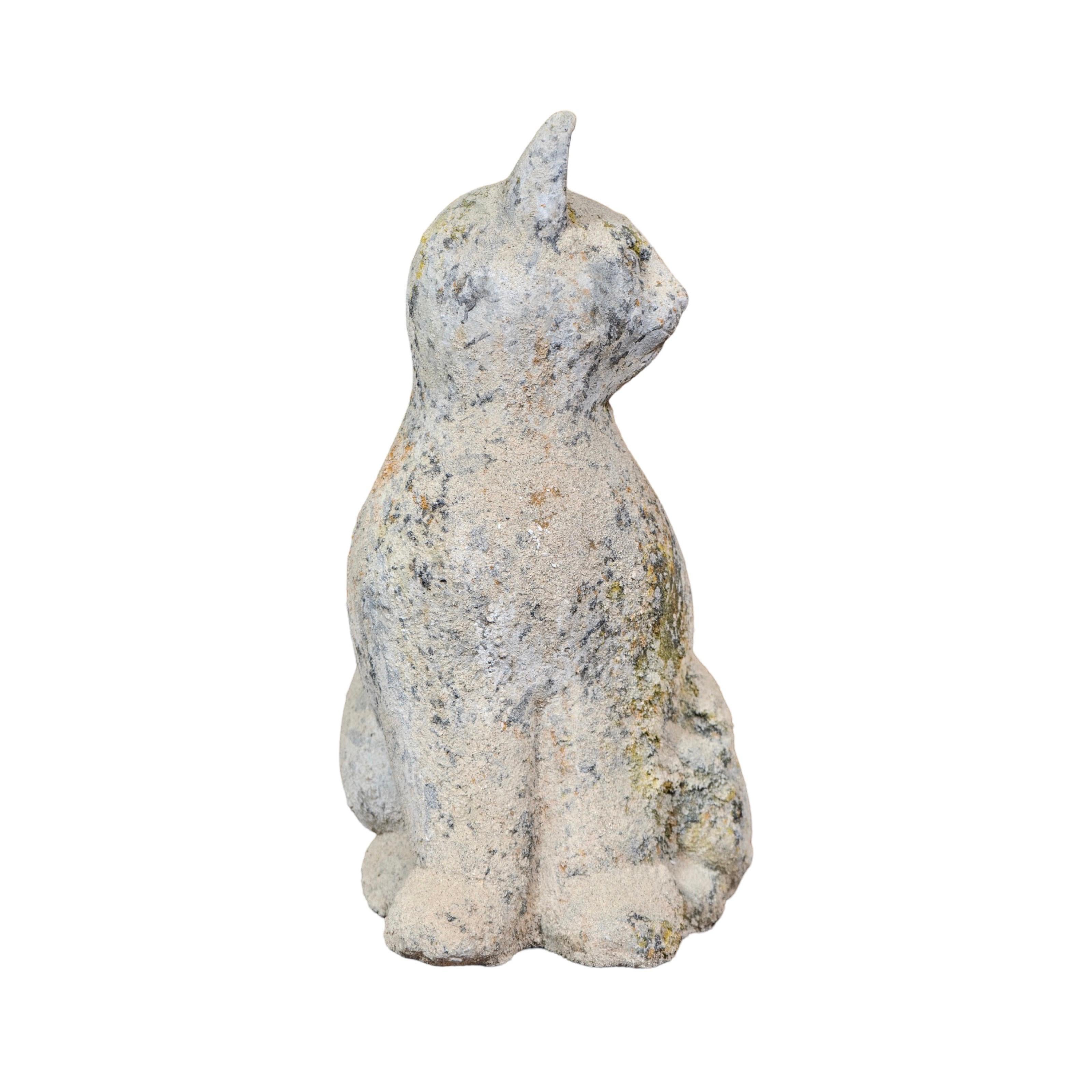 Contemporary French Granite Composite Cat Sculpture For Sale 2