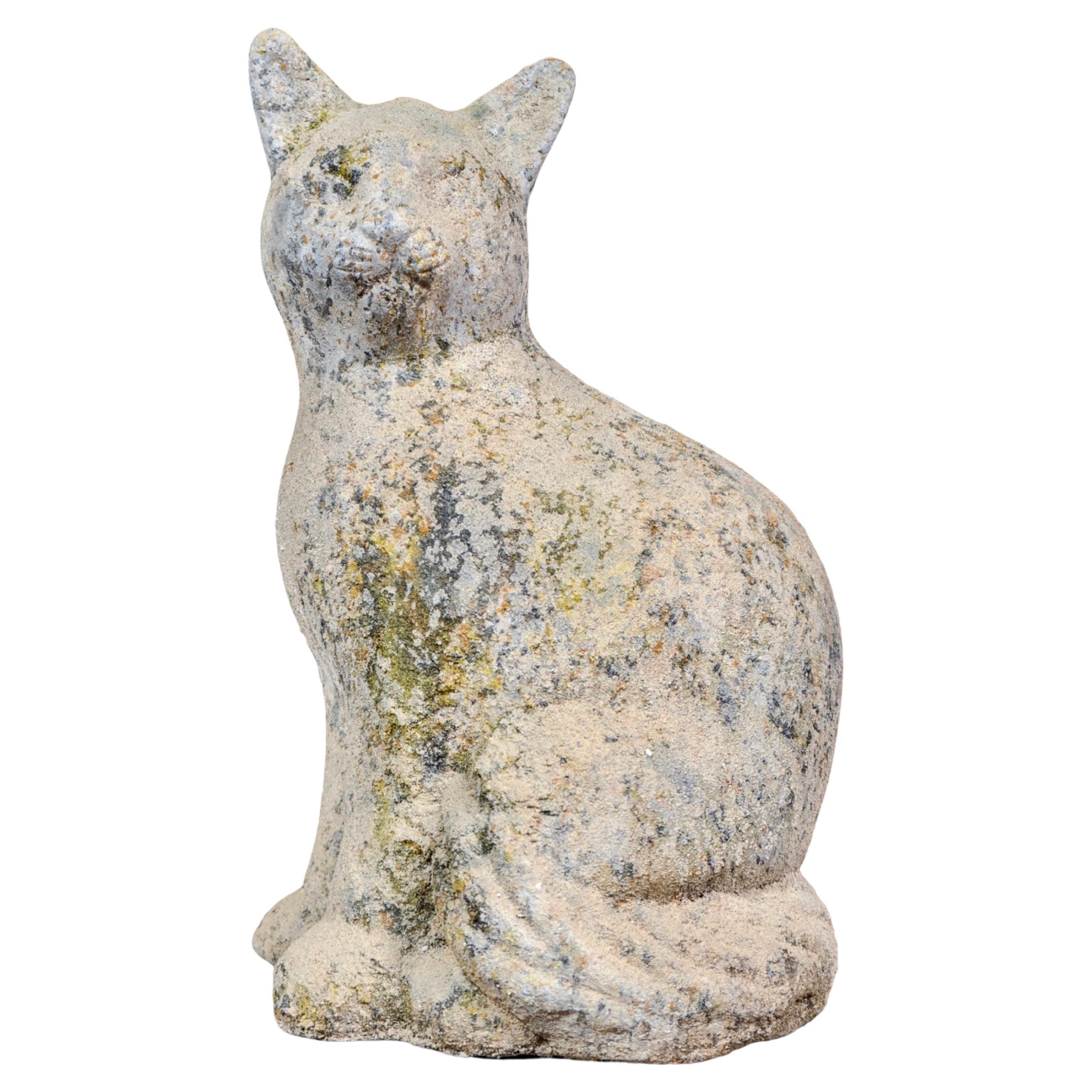Contemporary French Granite Composite Cat Sculpture