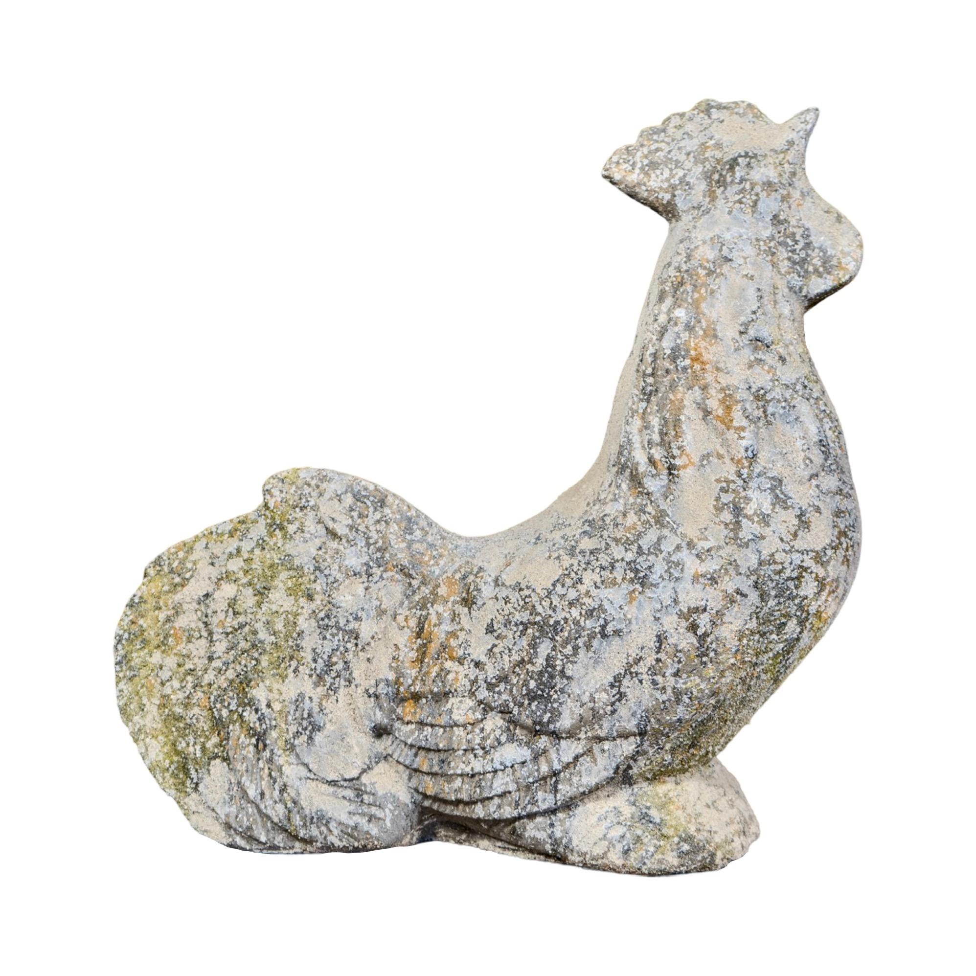 Composition Contemporary French Granite Composite Rooster Sculpture For Sale