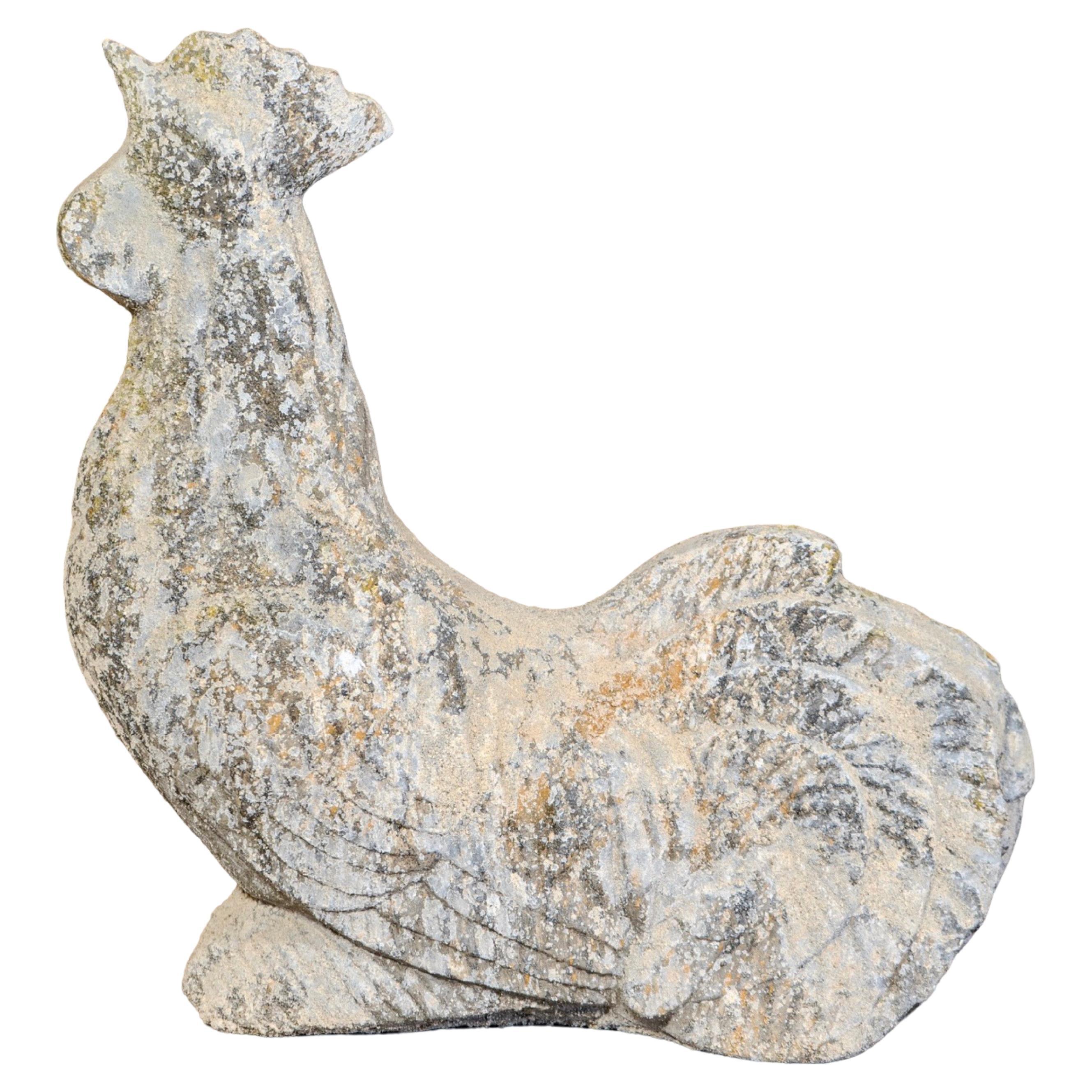Contemporary French Granite Composite Rooster Sculpture
