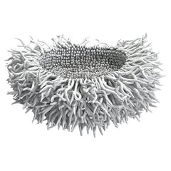 Contemporary French Handmade Porcelain Bowl, Organic Design, 18-Inch