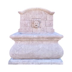 Contemporary French Limestone Bacchus Wall Fountain