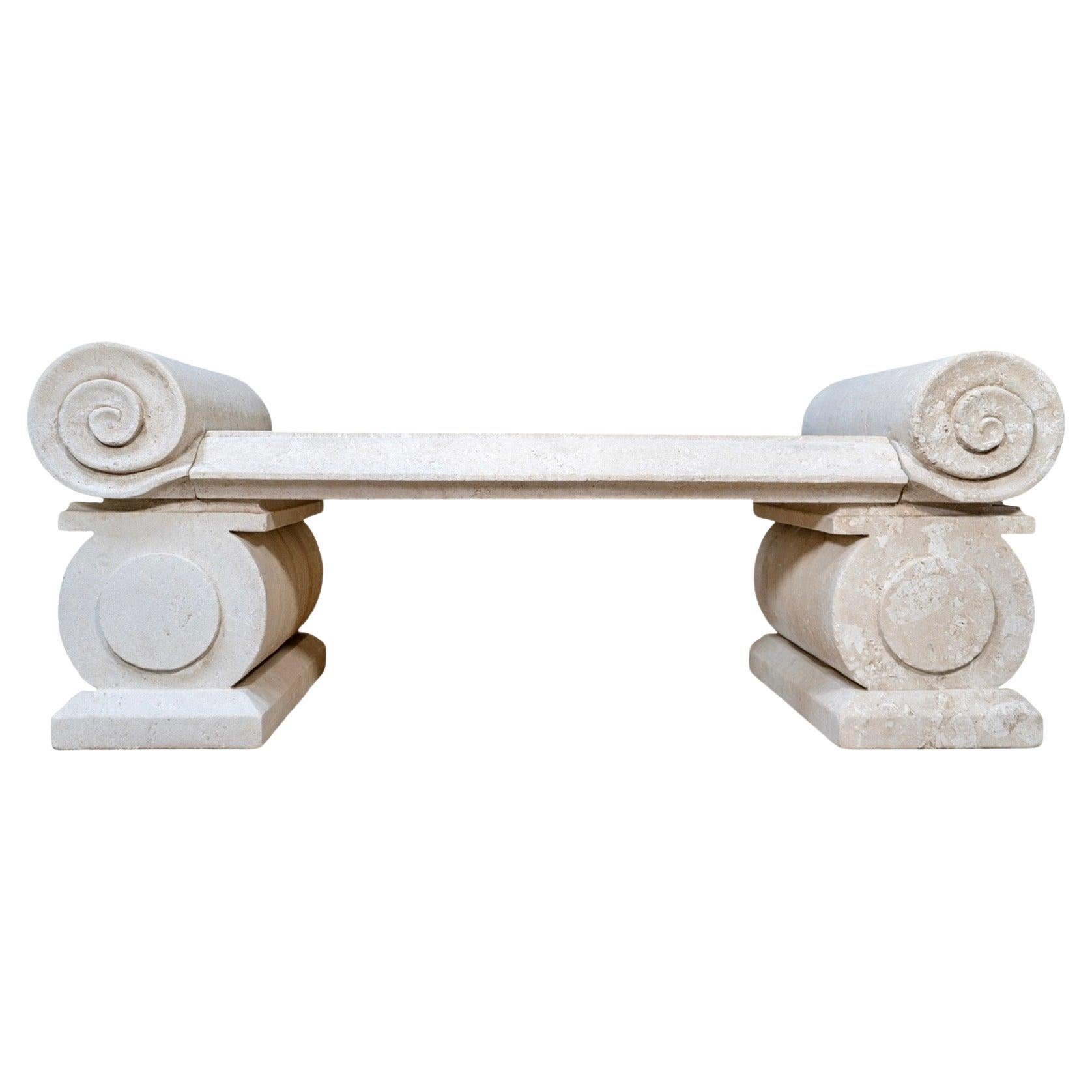 Banc contemporain en pierre calcaire française en vente