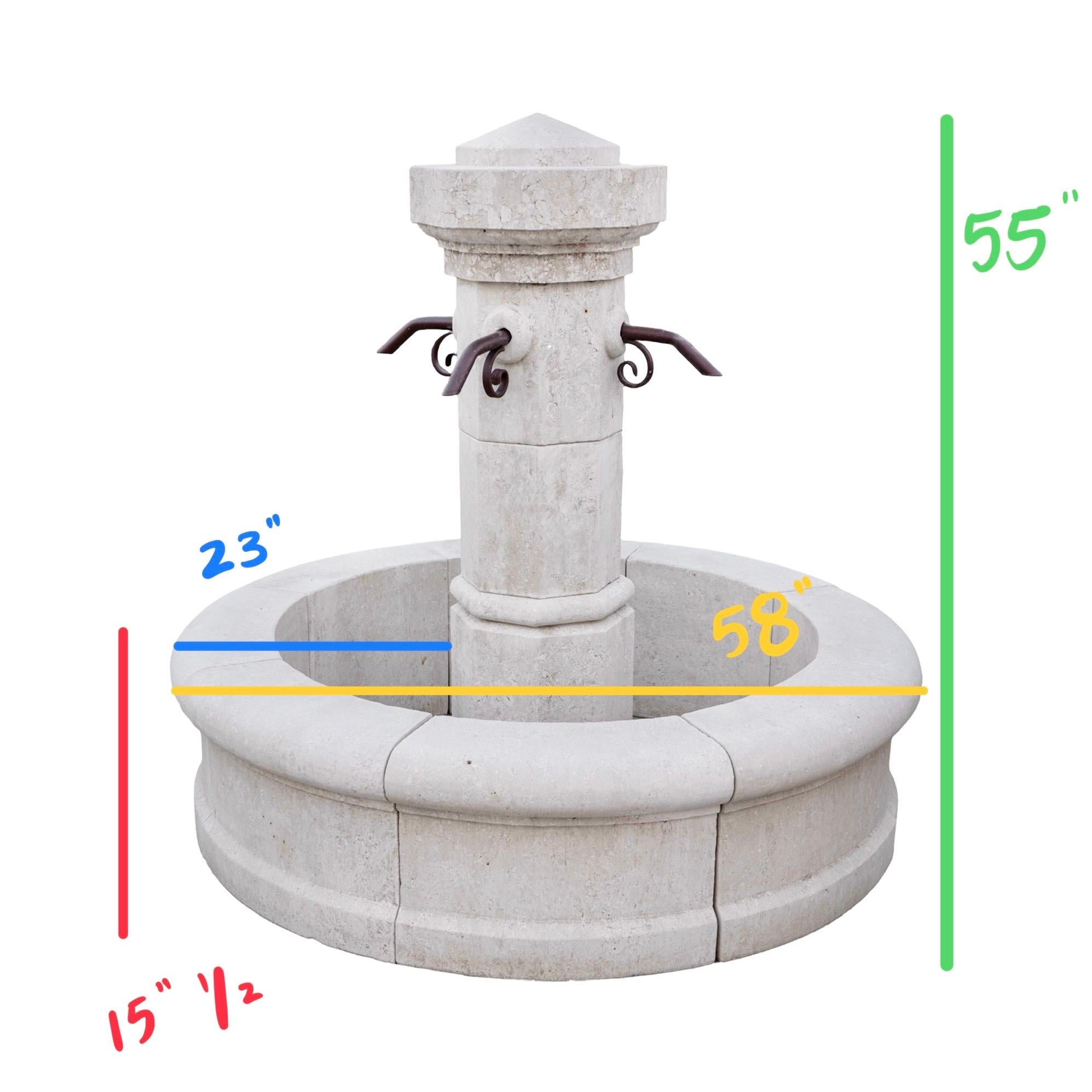 Fontana centrale contemporanea in pietra calcarea francese in vendita 4