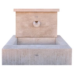 Contemporary French Limestone Geometric Wall Fountain