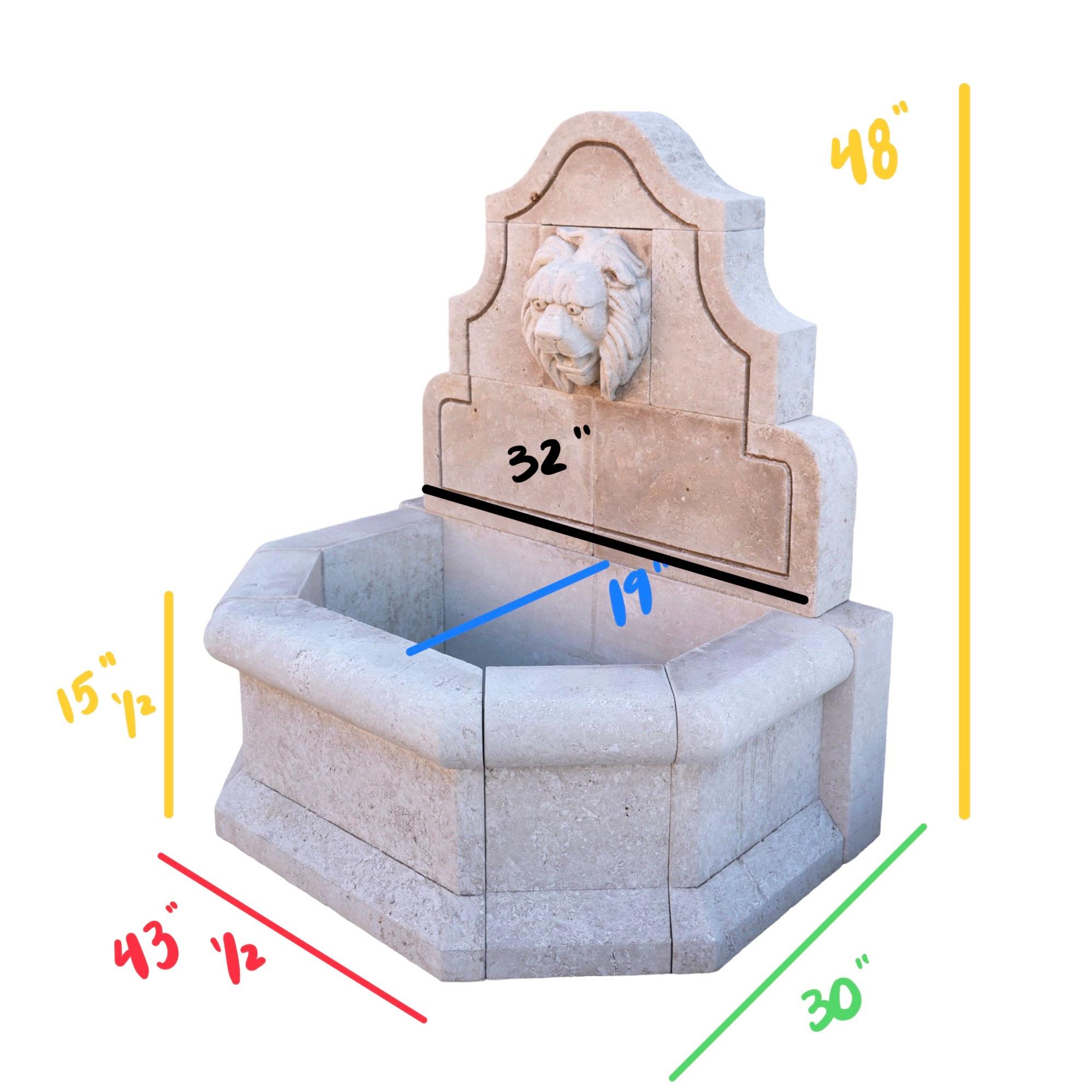 Contemporary French Limestone Lion Wall Fountain For Sale 10