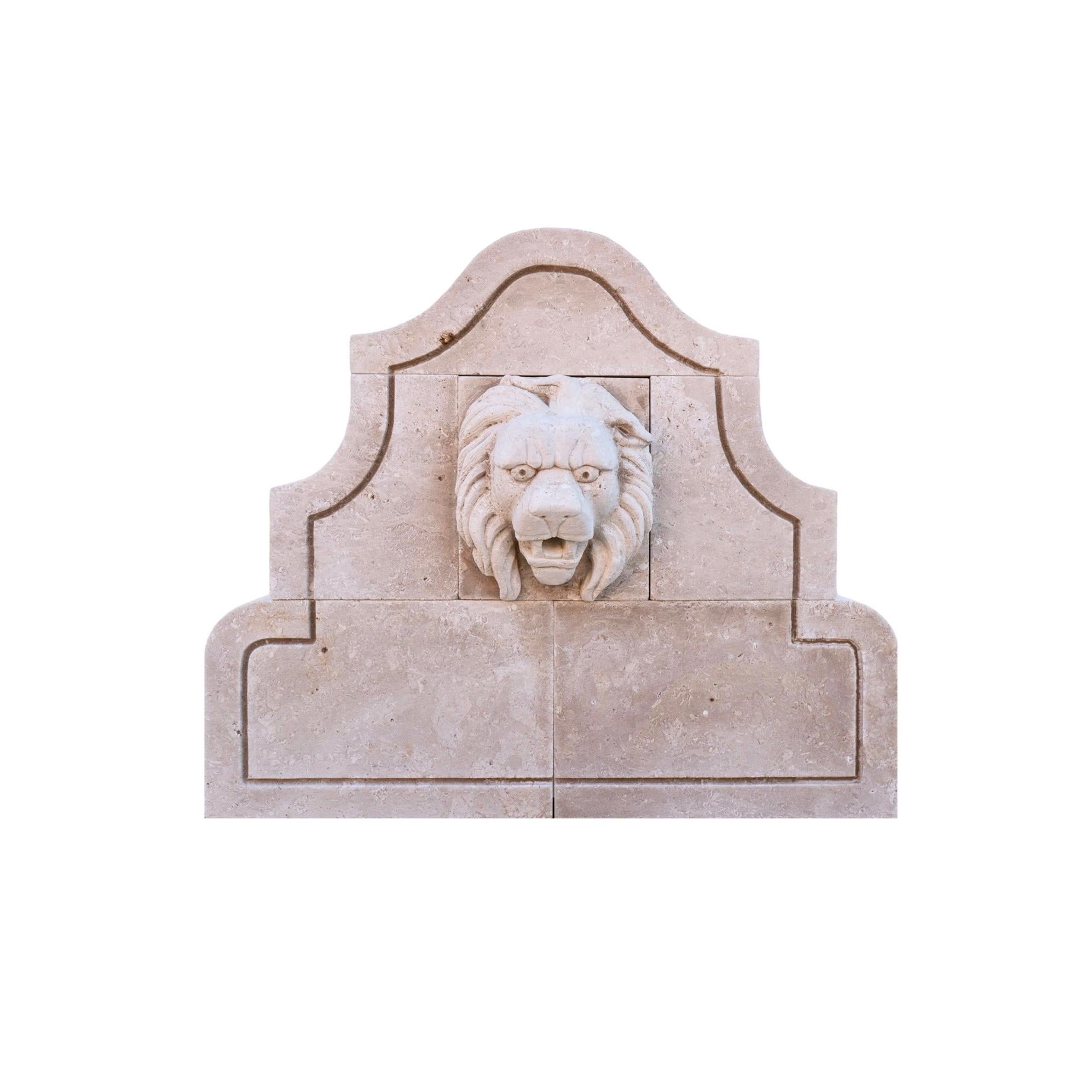 Contemporary French Limestone Lion Wall Fountain For Sale 6