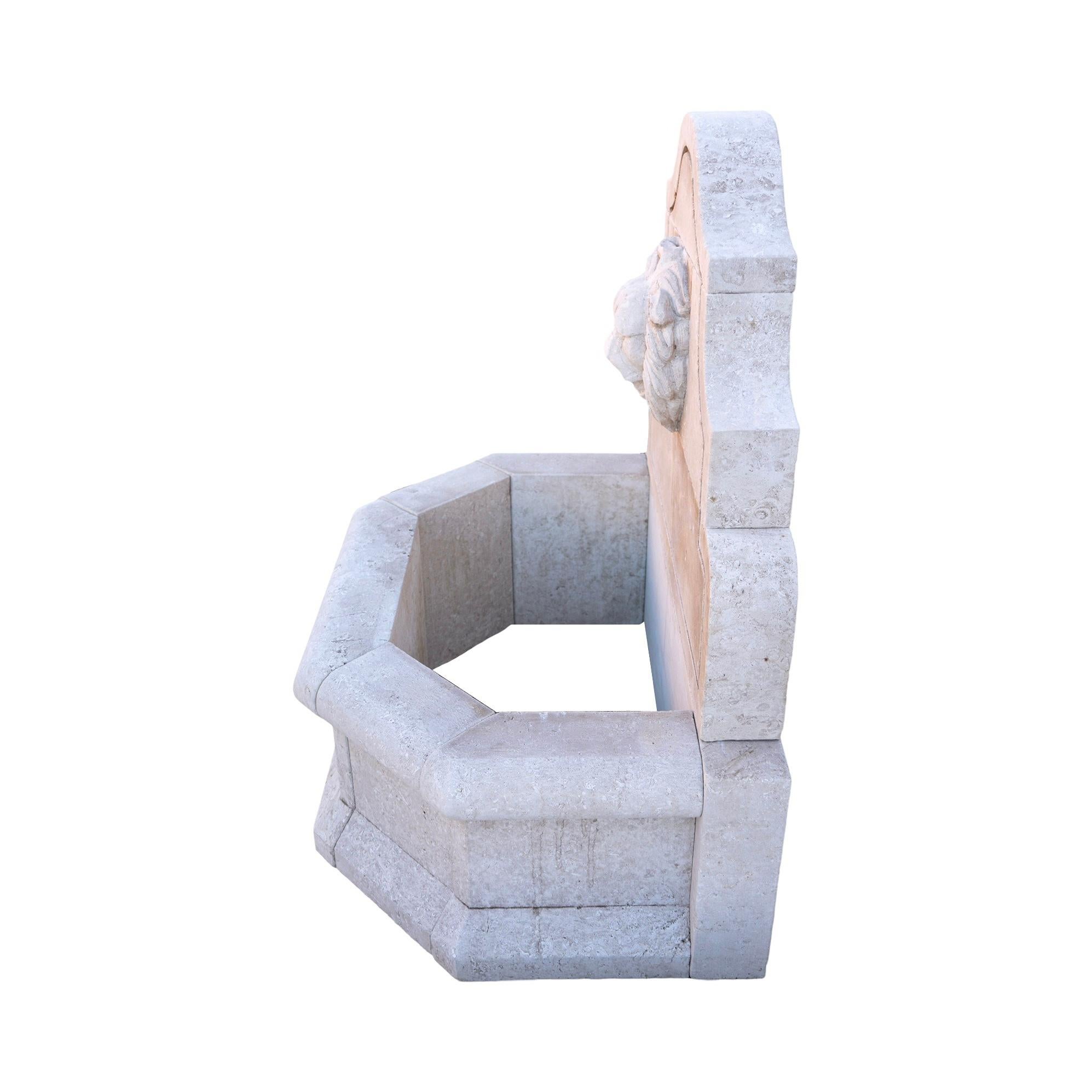 Contemporary French Limestone Lion Wall Fountain For Sale 5