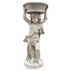 Fioriera scultura Putti francese contemporanea in pietra calcarea
