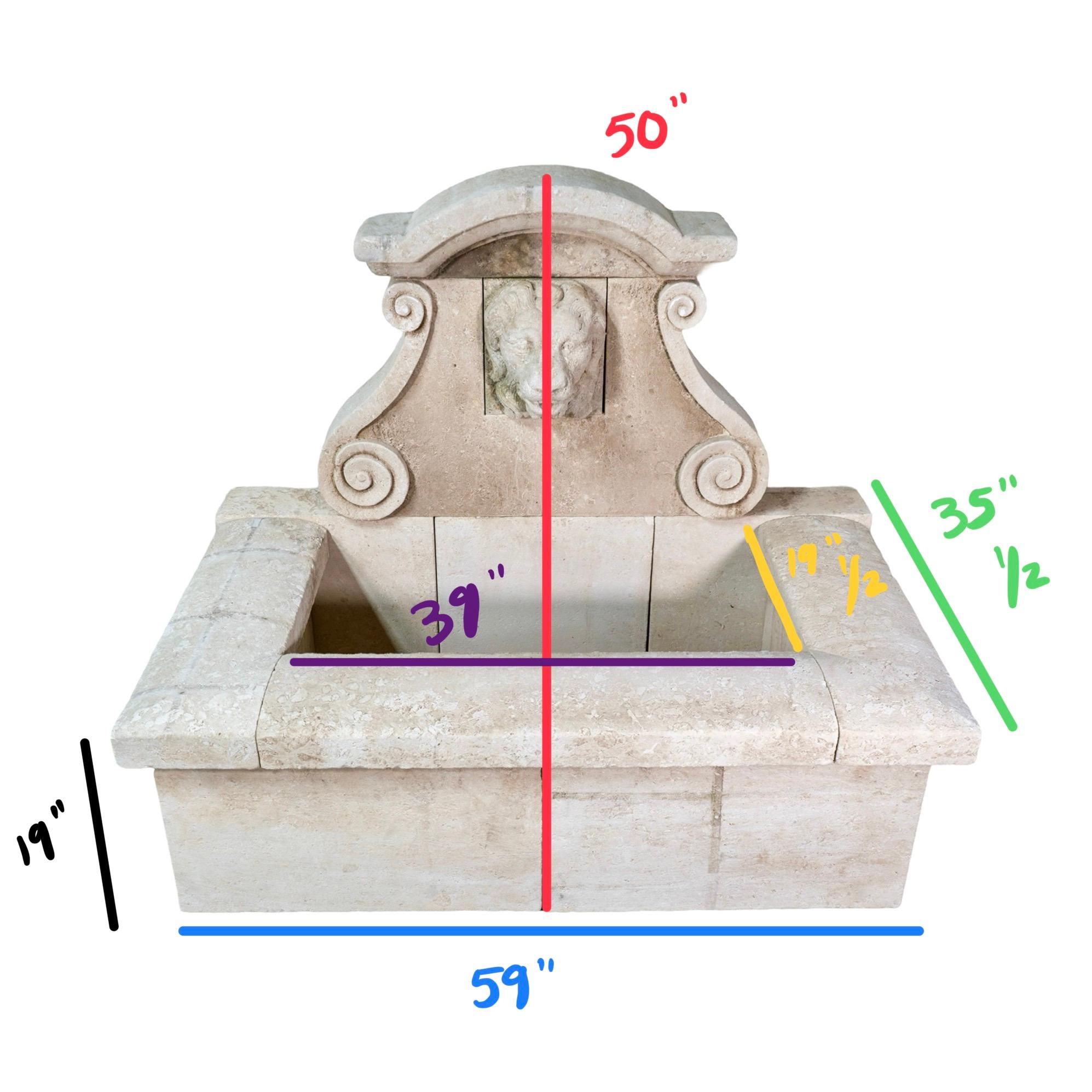 Fontaine murale contemporaine en pierre calcaire française en vente 6