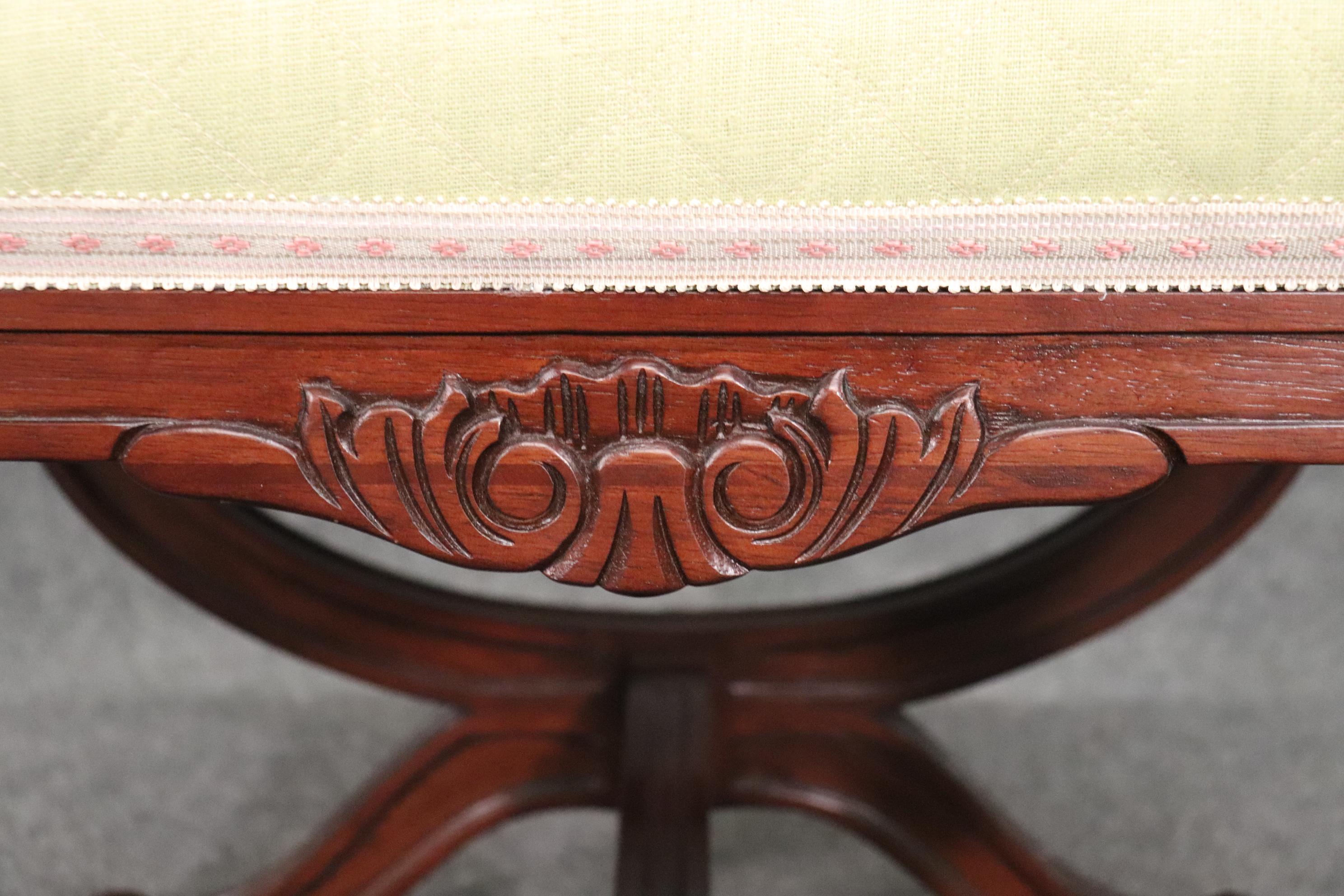 Contemporary French Louis XV Style Cerule Bench Stool 4