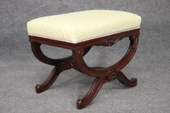 Contemporary French Louis XV Style Cerule Bench Stool