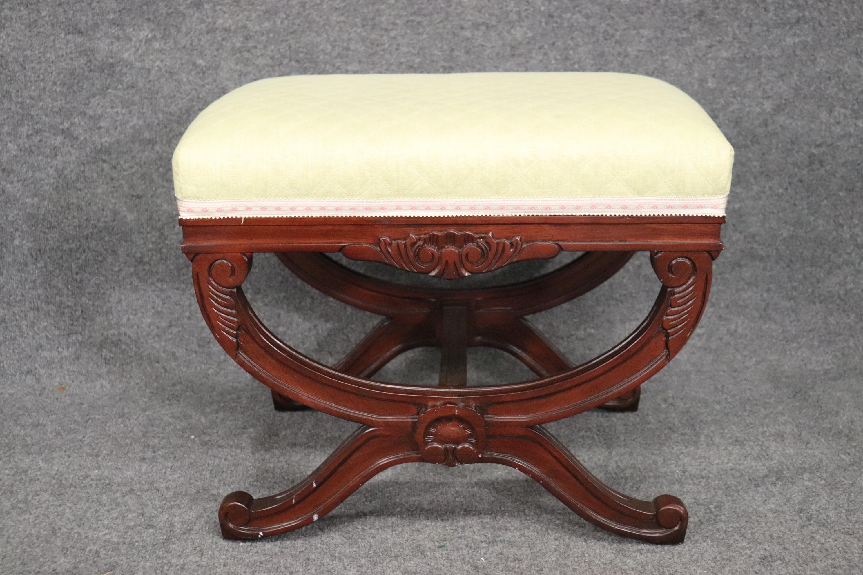 American Contemporary French Louis XV Style Cerule Bench Stool