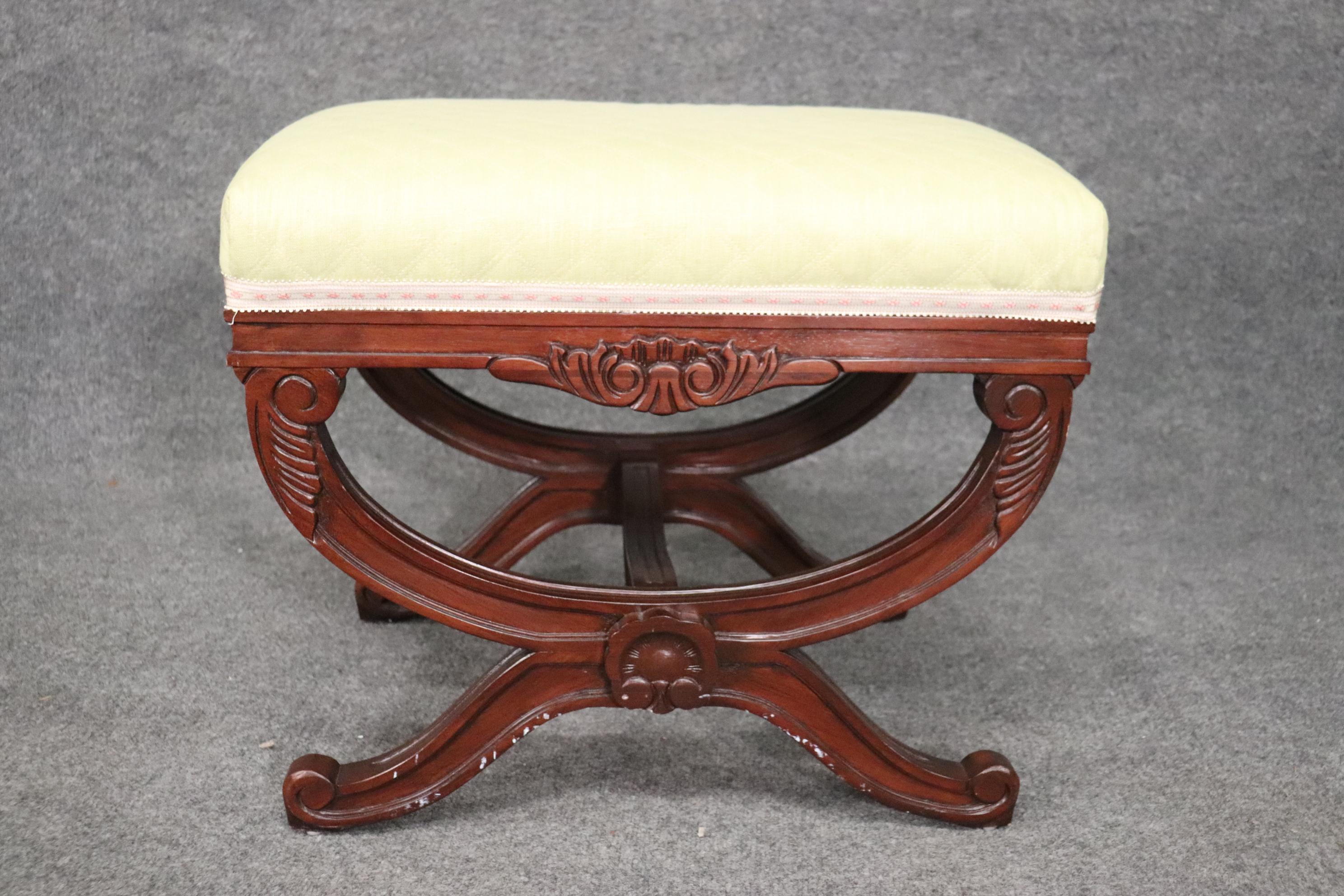 Late 20th Century Contemporary French Louis XV Style Cerule Bench Stool