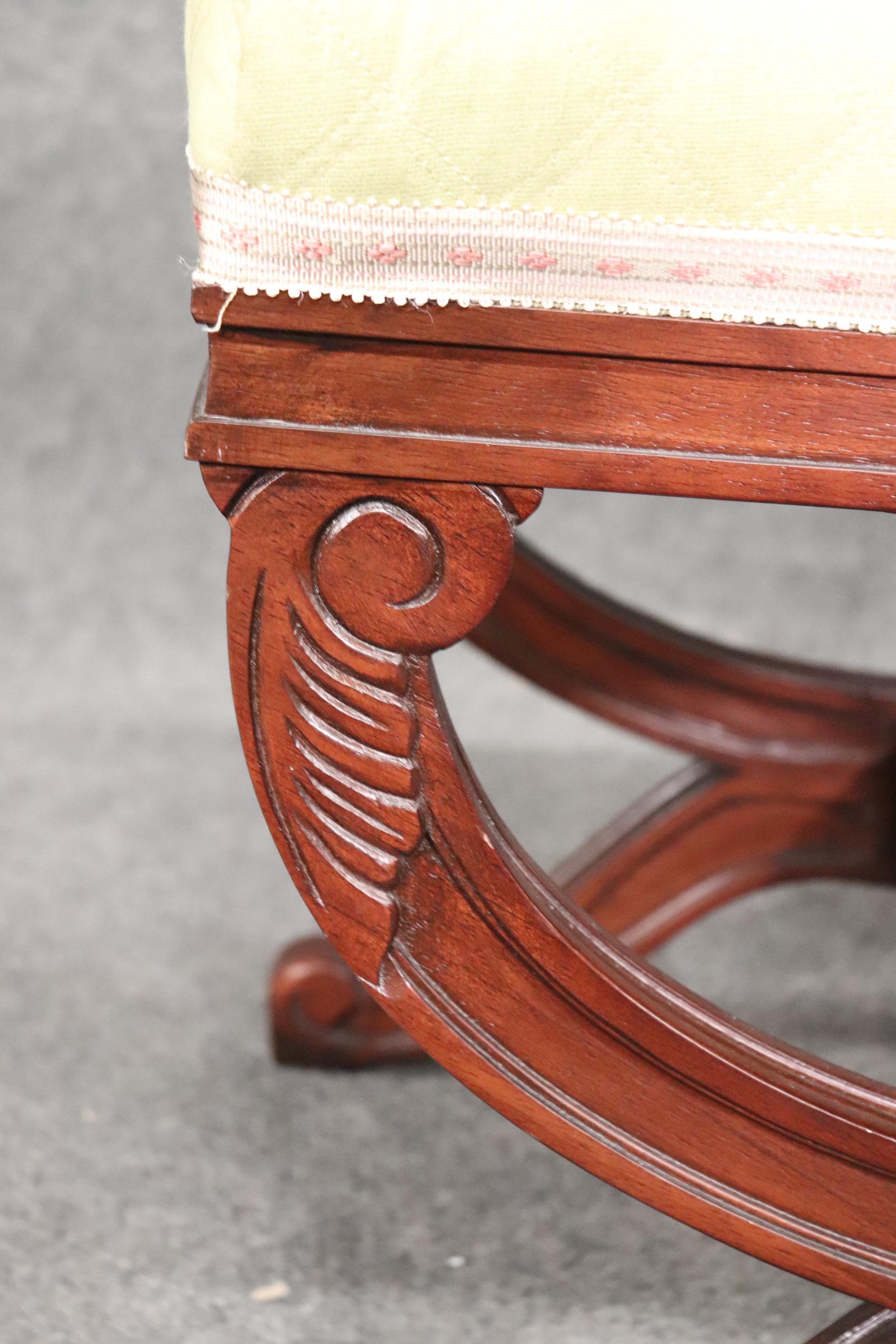 Contemporary French Louis XV Style Cerule Bench Stool 3
