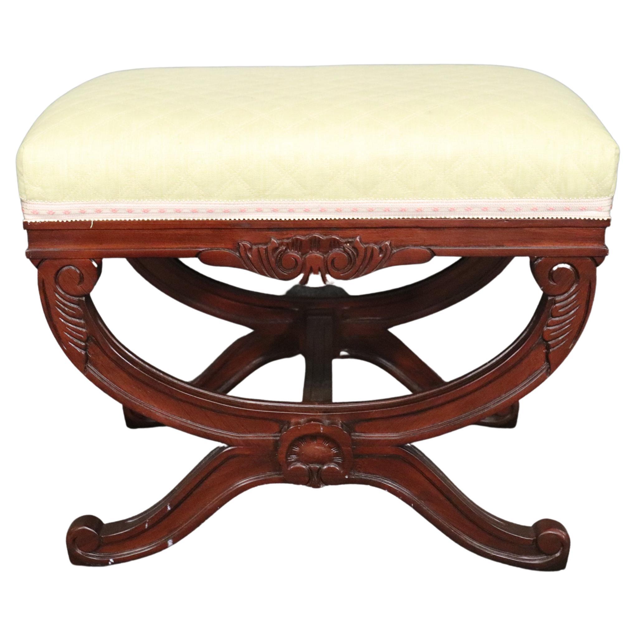 Contemporary French Louis XV Style Cerule Bench Stool