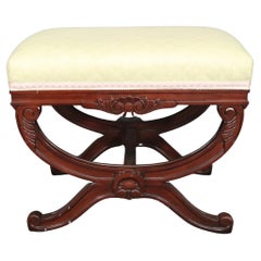 Contemporary French Louis XV Style Cerule Bench Stool