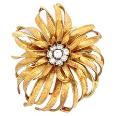 French Made Contemporary 18 Karat Brooch With .9 Carats Brilliant Cut Diamonds