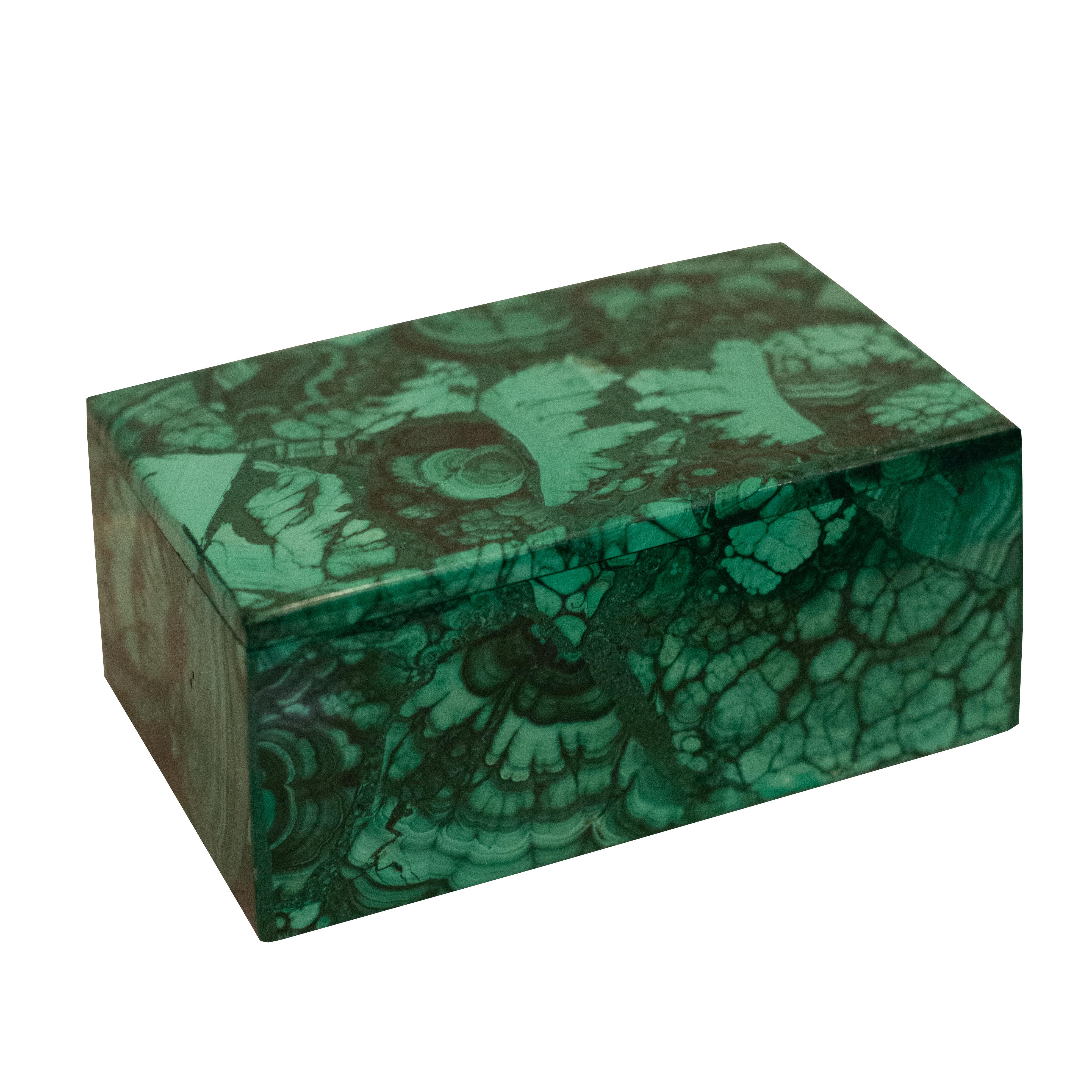 Bring St. Petersburg into your home with one of these Malachite boxes from Paris. The Winter Palace in Russia contains one of the most outstanding displays of this gemstone in a room called The Malachite Room, designed in the 1830s.

Known as the