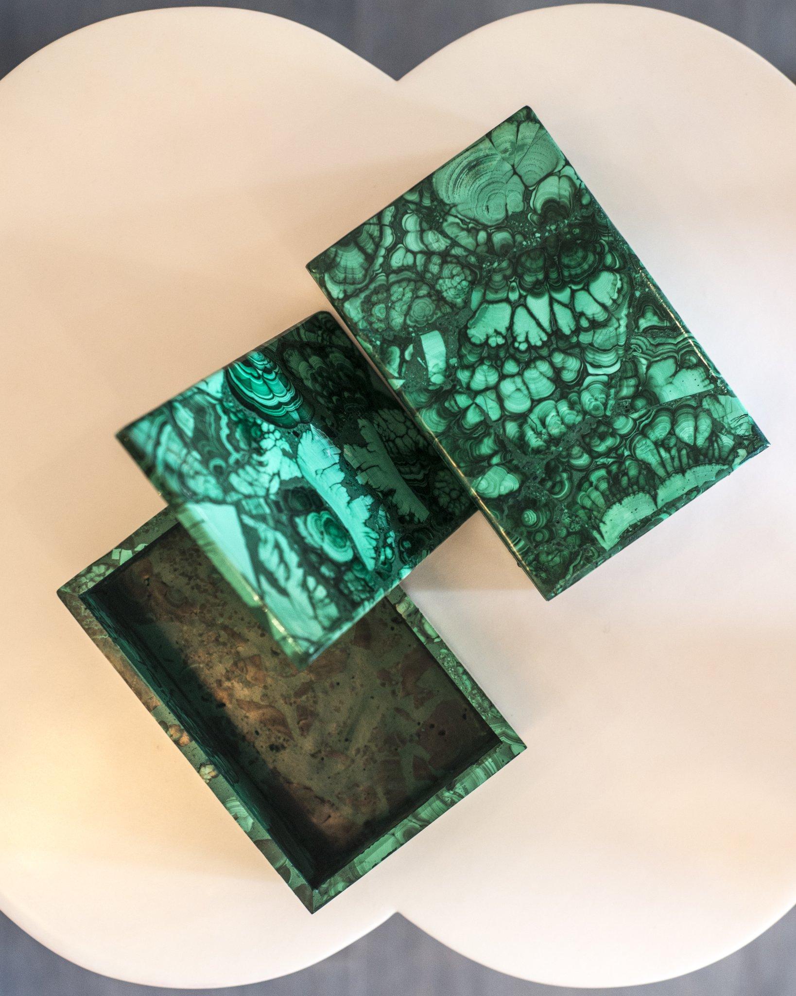 Contemporary French Green Malachite Stone Box 1
