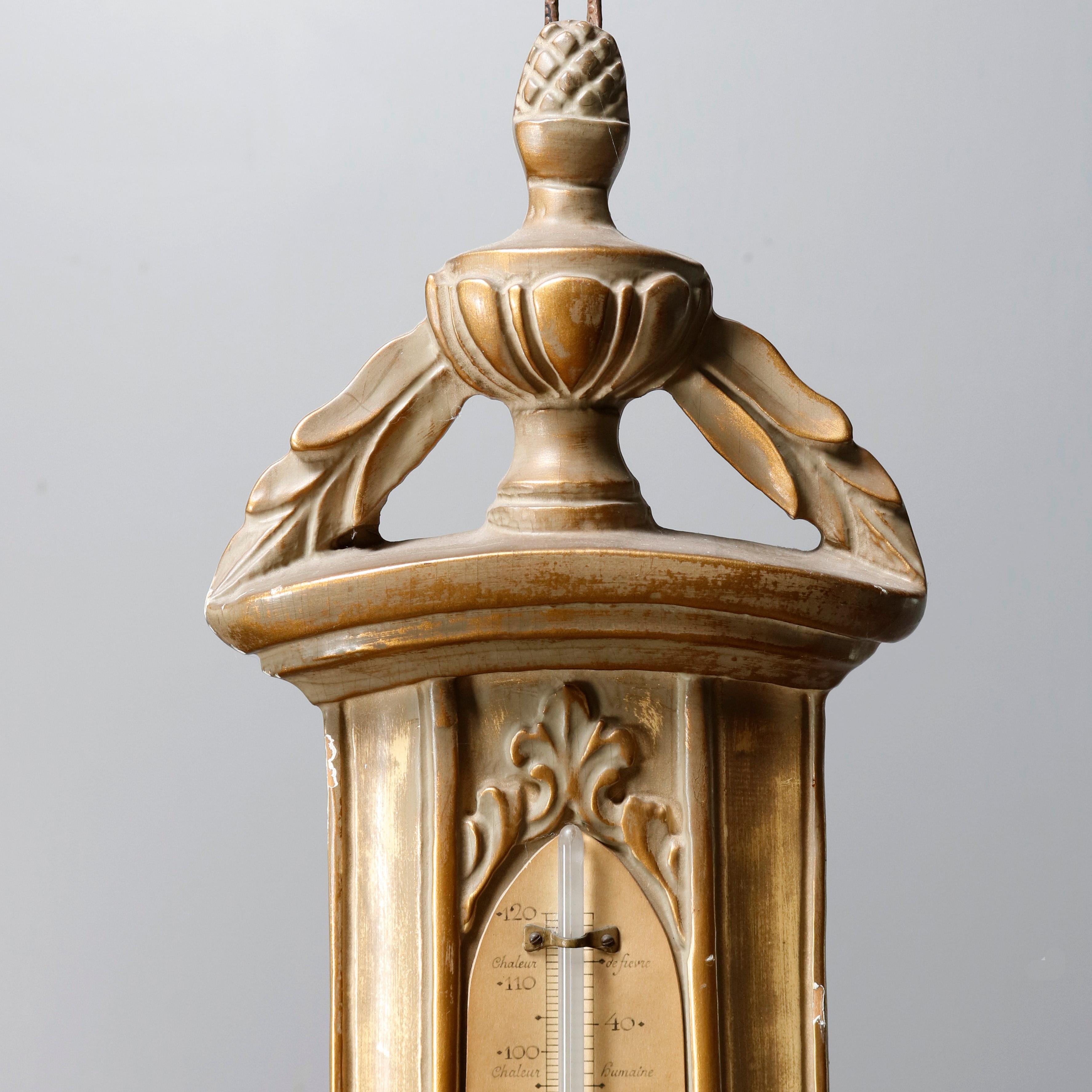 Giltwood Contemporary French Neoclassical Styled Wall Barometer, Bollenbach, 20th Century