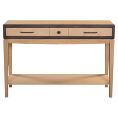 Contemporary French Oak Console, One Drawer Disguised as Three and One Shelf