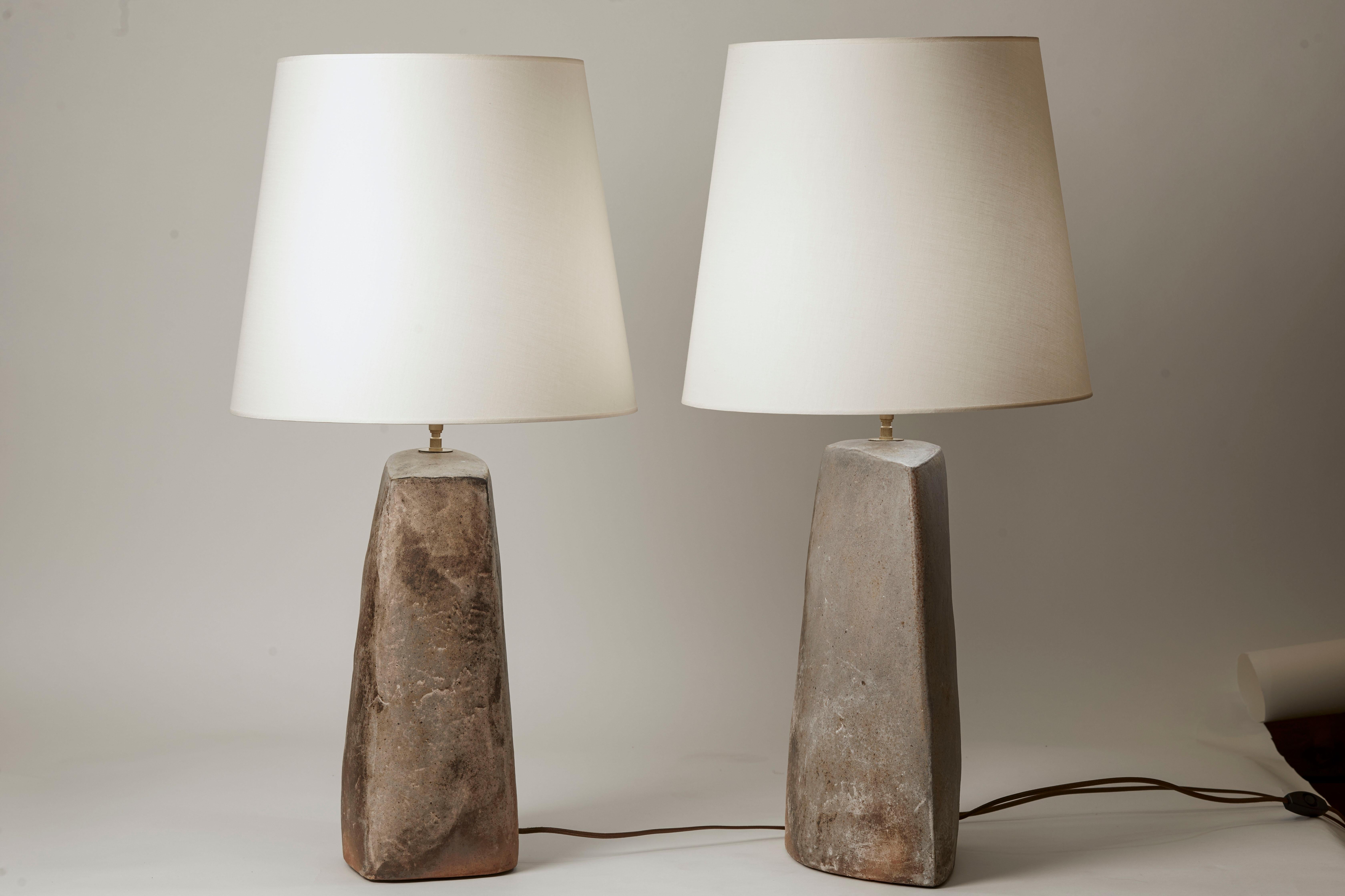 Contemporary French Pair of Pottery Lamps  3