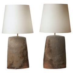 Contemporary French Pair of Pottery Lamps 