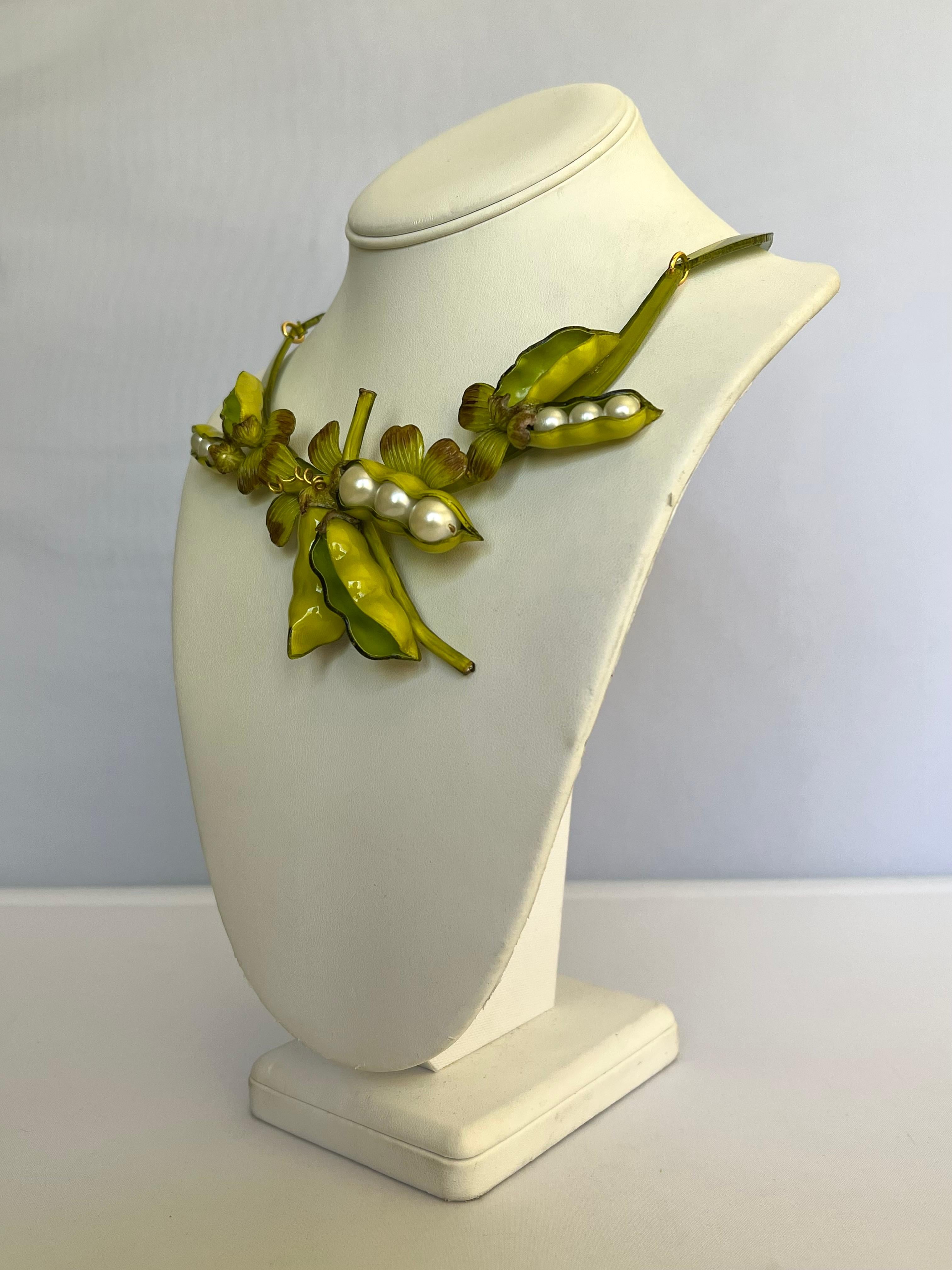 Contemporary French Peapod Statement Necklace  For Sale 1