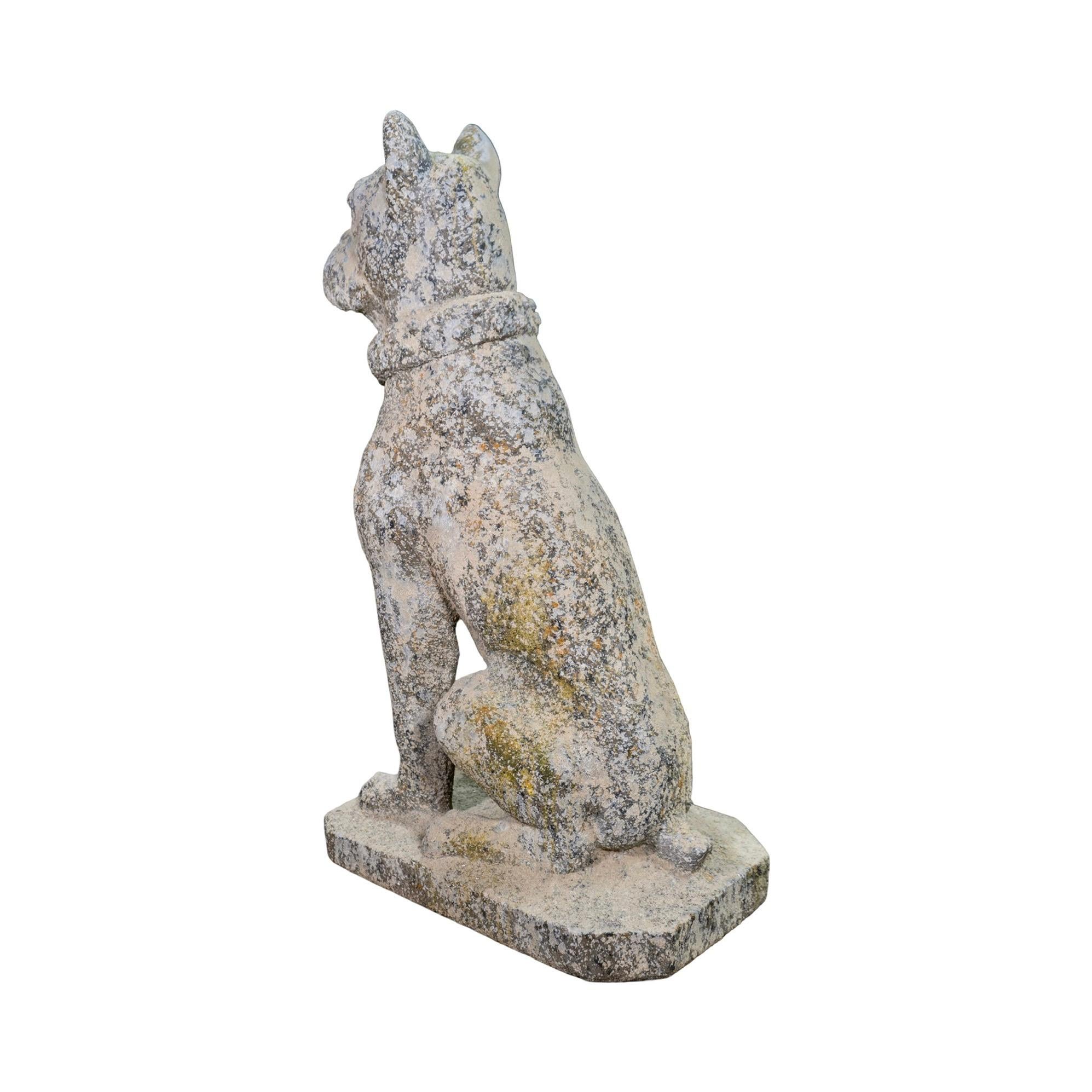 XXIe siècle et contemporain Statue contemporaine de bouledogue français en pierre reconstituée en vente