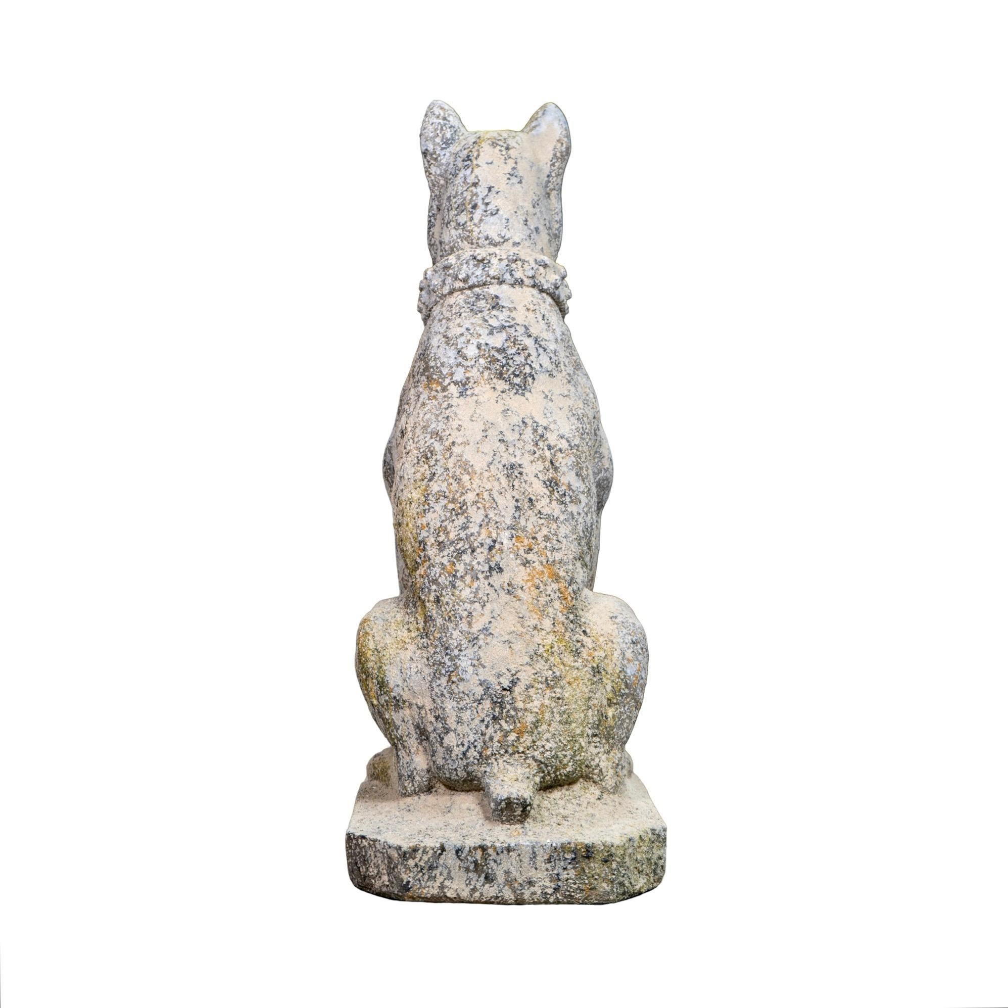 Pierre Statue contemporaine de bouledogue français en pierre reconstituée en vente