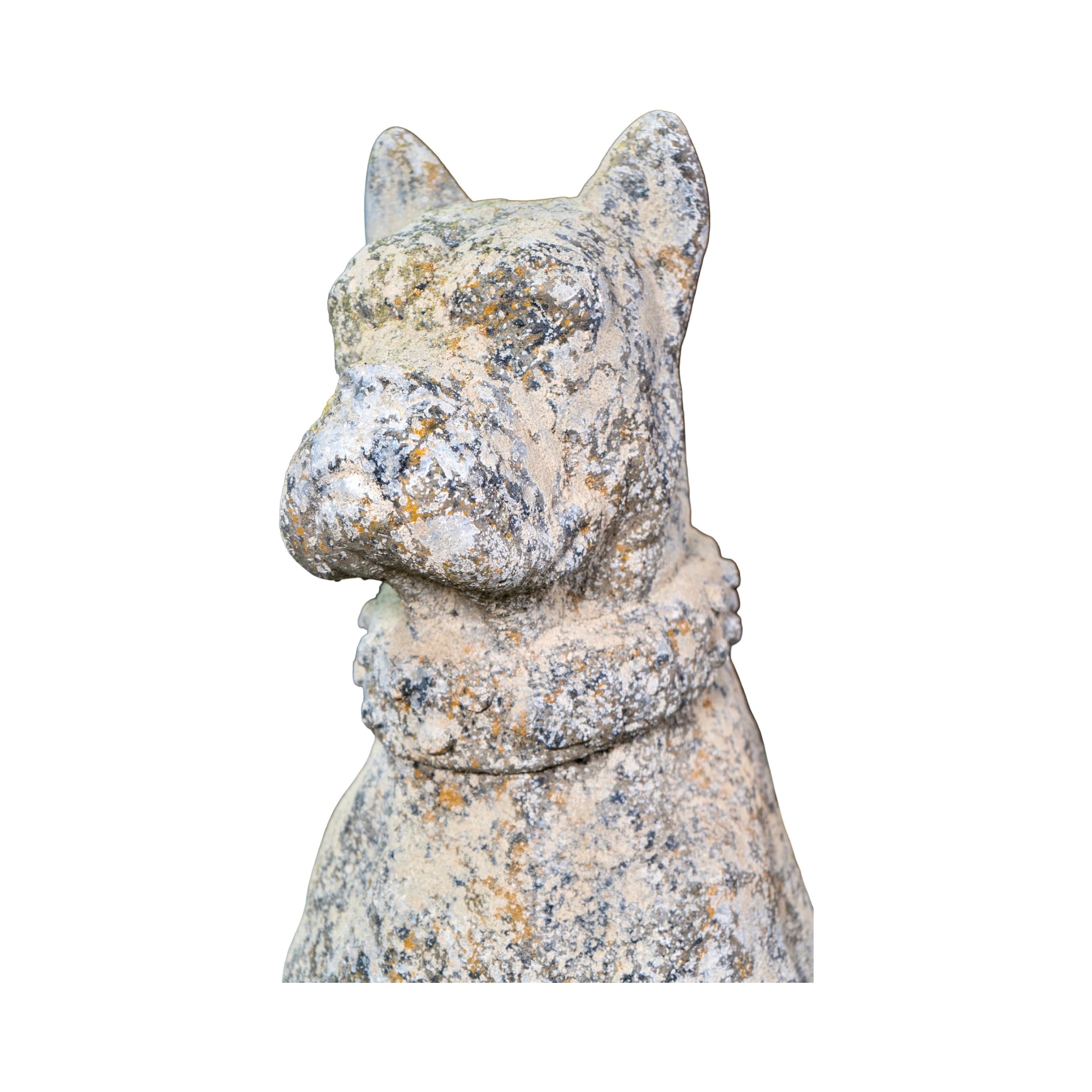 Statue contemporaine de bouledogue français en pierre reconstituée en vente 2