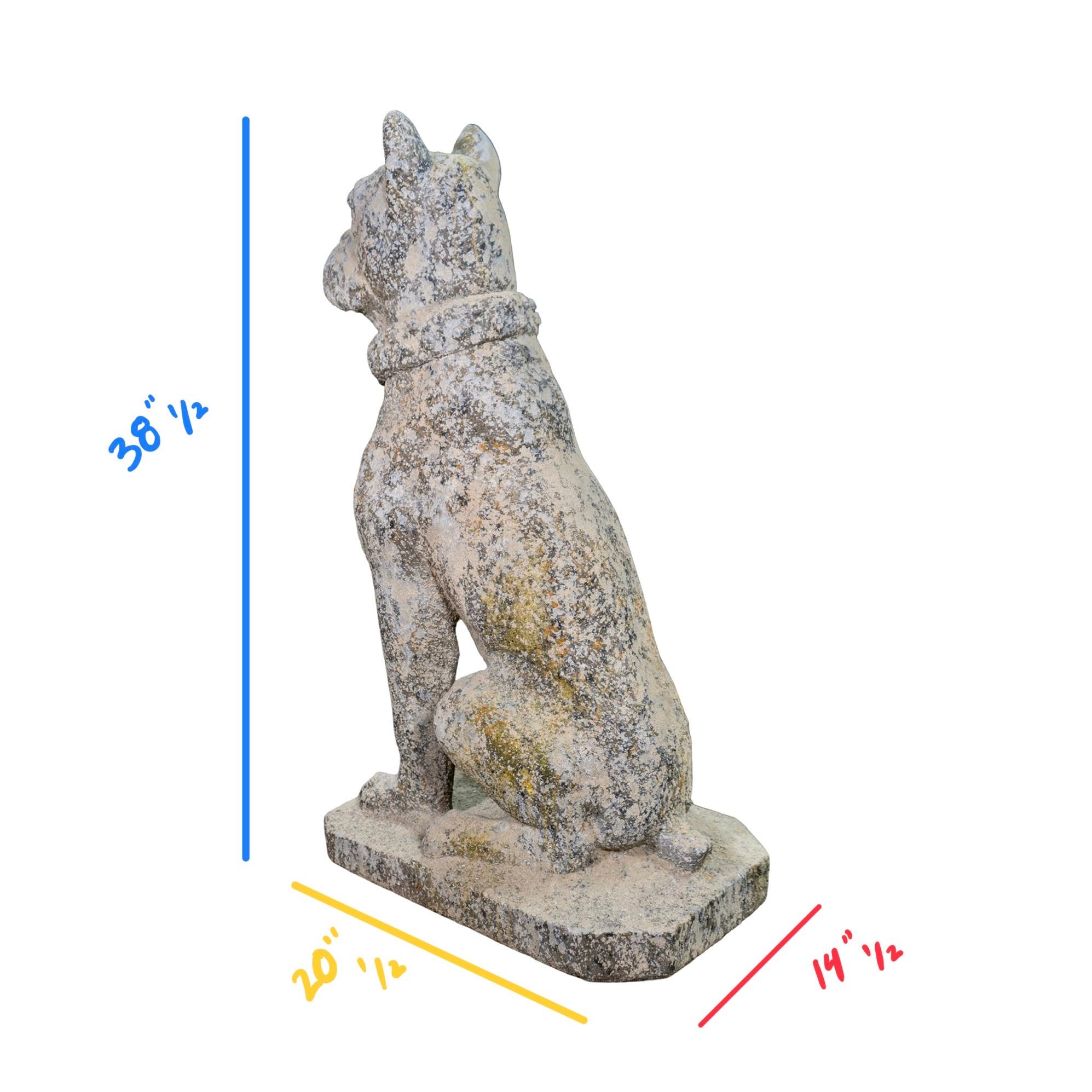 Statue contemporaine de bouledogue français en pierre reconstituée en vente 4