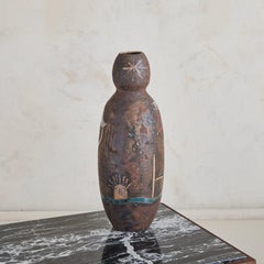 Contemporary French Terracotta Vase with Celestial Motifs by Nuria Alba