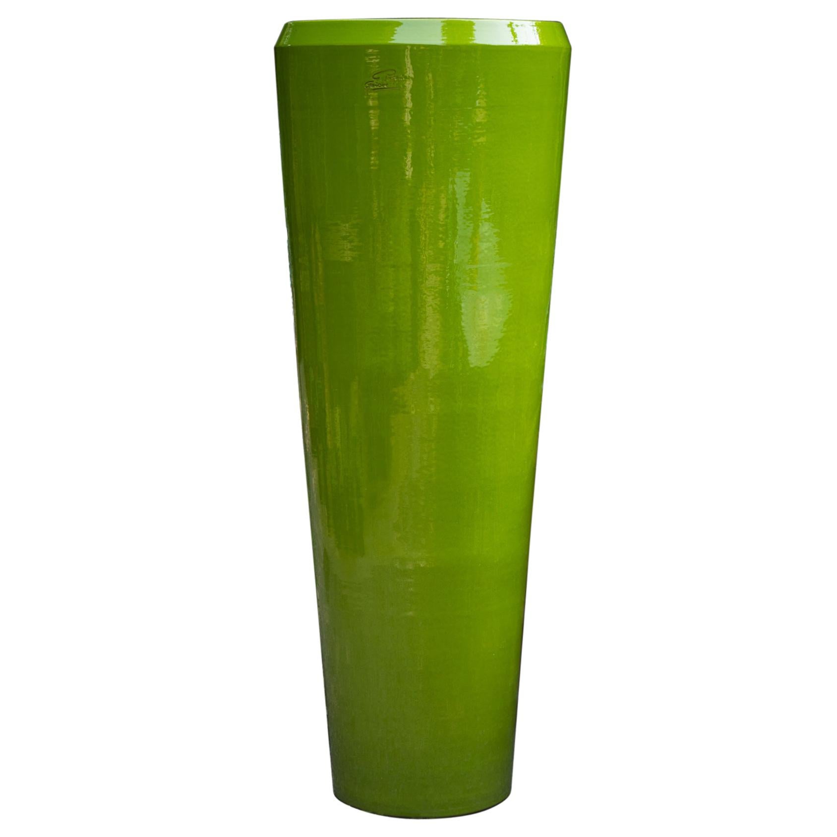 Contemporary French Tube Vase, Apple Green For Sale