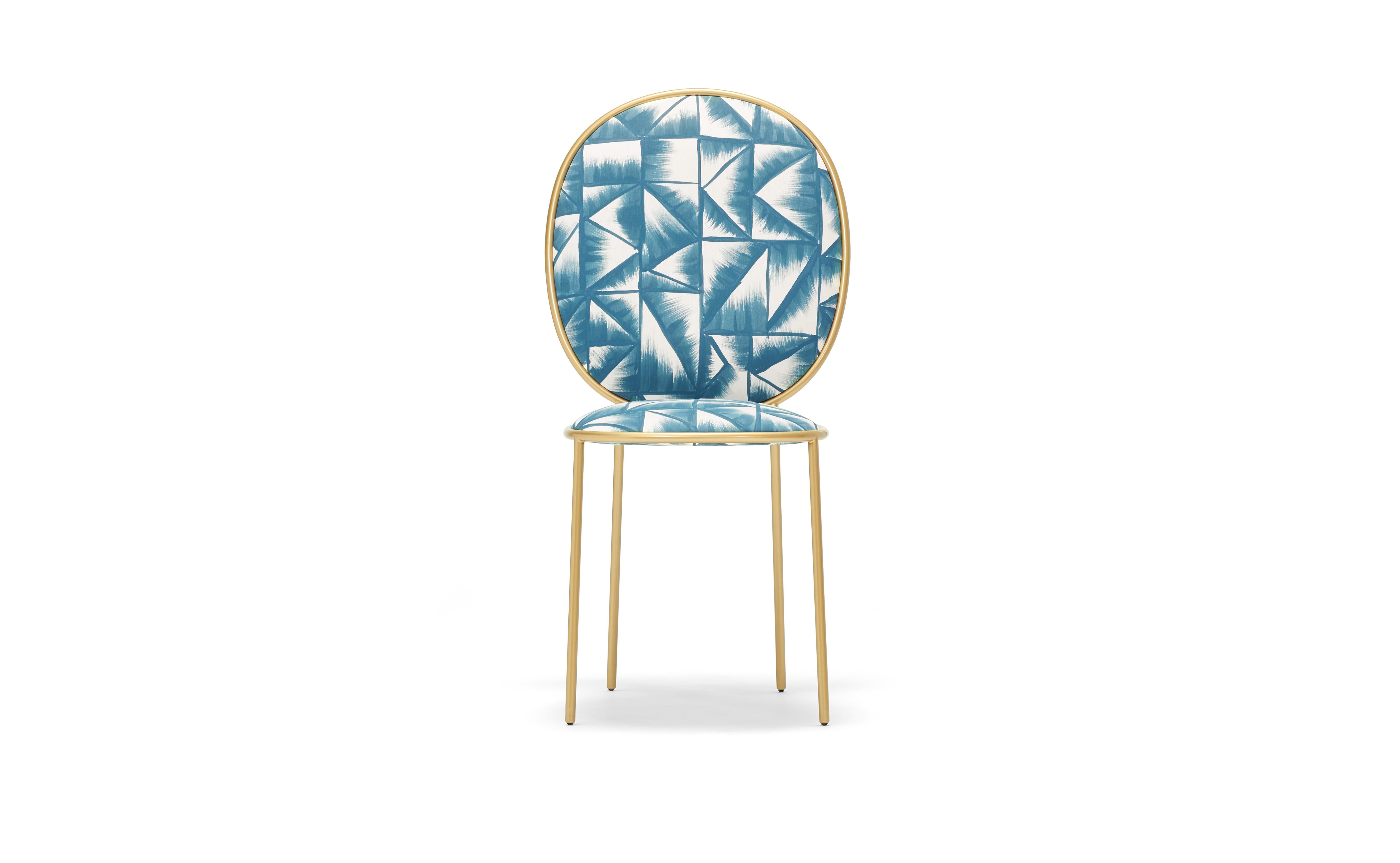 Moderne Chaise de salle à manger contemporaine Fresco bleue tapissée, Stay par Nika Zupanc en vente