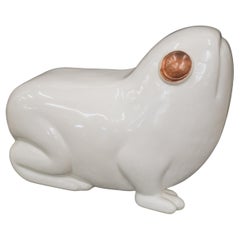 Contemporary Frog Seat in Cream Lacquer with Copper by Robert Kuo