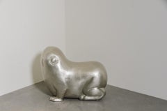 Contemporary Frog Seat in White Bronze by Robert Kuo, Hand Repoussé