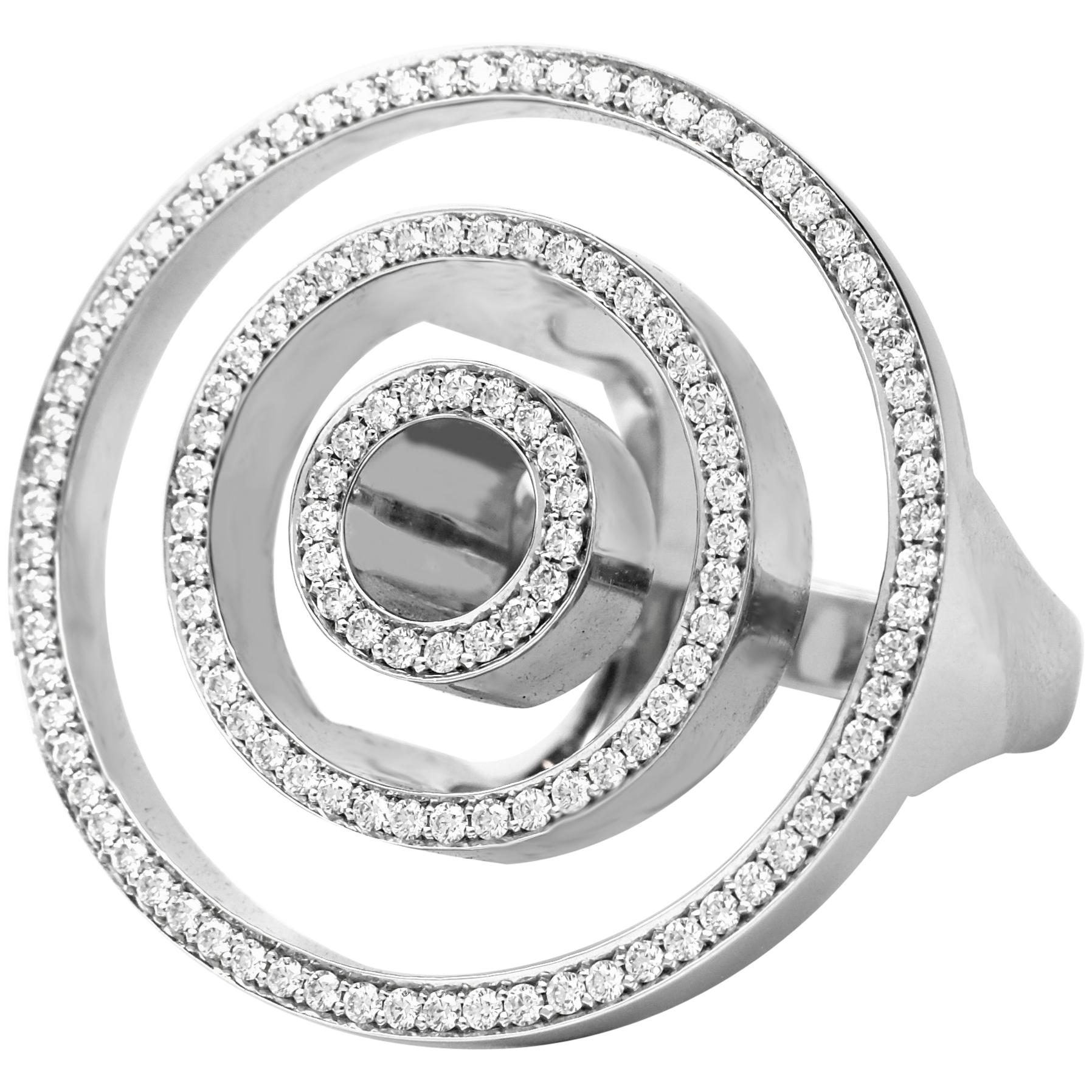 Contemporary Frohmann 14 Carat White Gold and Diamond Aéré Cocktail Ring For Sale