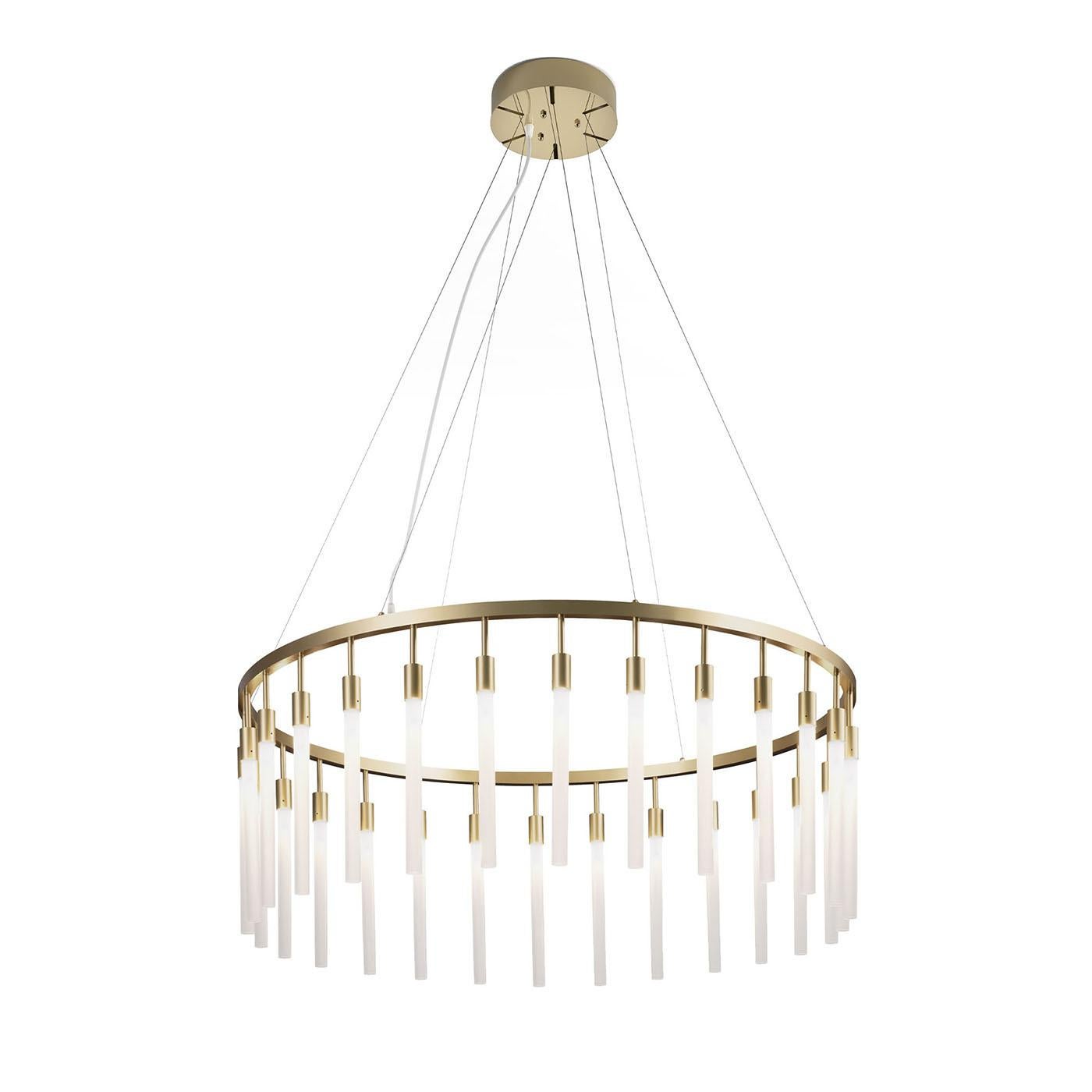 Italian Contemporary Frosted white Glass 28-lights Chandelier by Il Paralume Marina For Sale