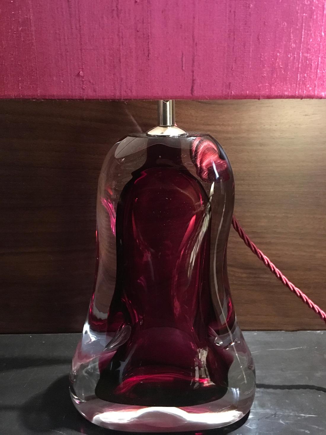 Pink Blown Glass Table Lamp Made by Porta Romana with Silk Lampshade at ...