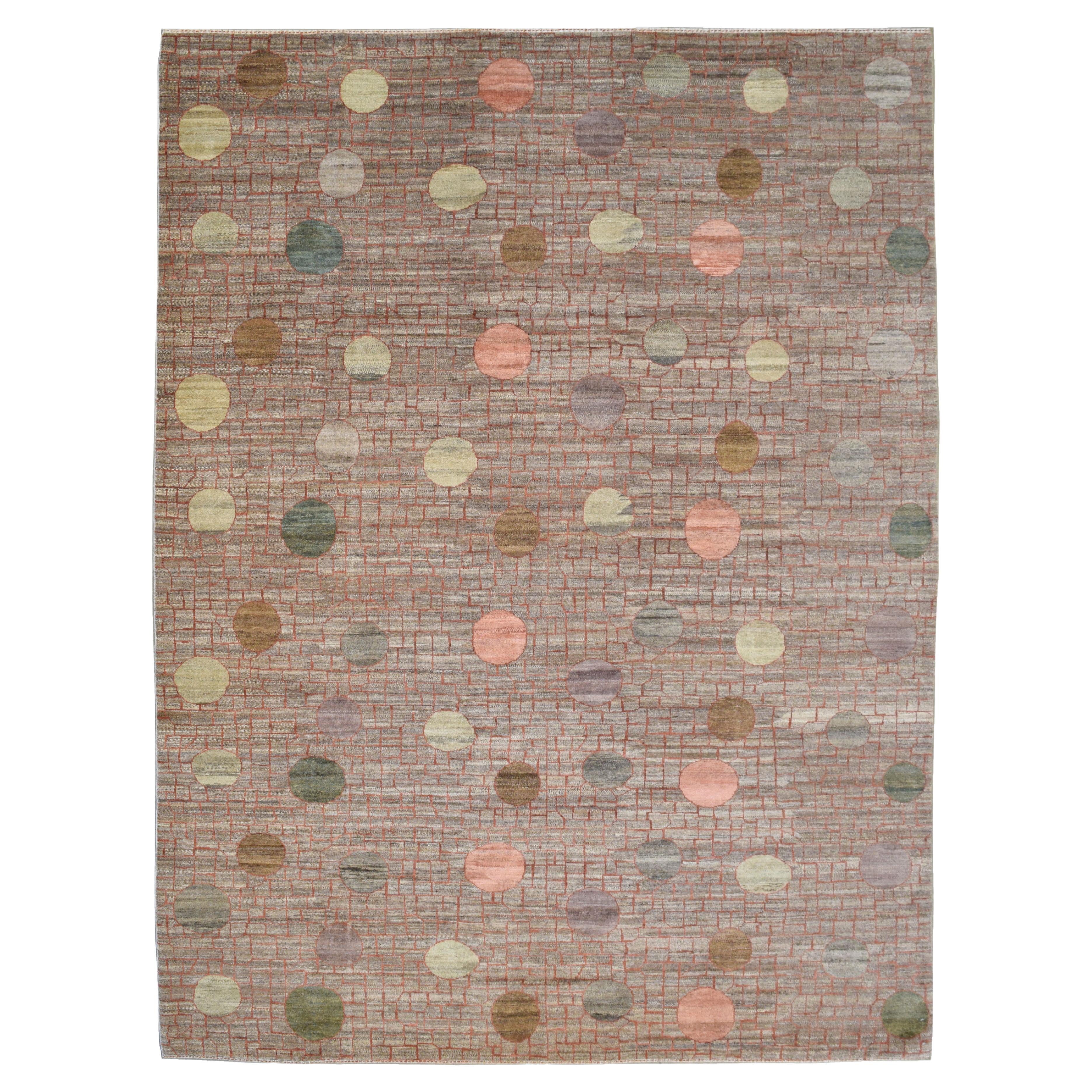 Contemporary "Full Moon" Orley Shabahang Green and Brown Persian Rug, 8' x 10' For Sale