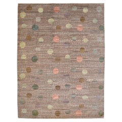 Contemporary "Full Moon" Orley Shabahang Green and Brown Persian Rug, 8' x 10'