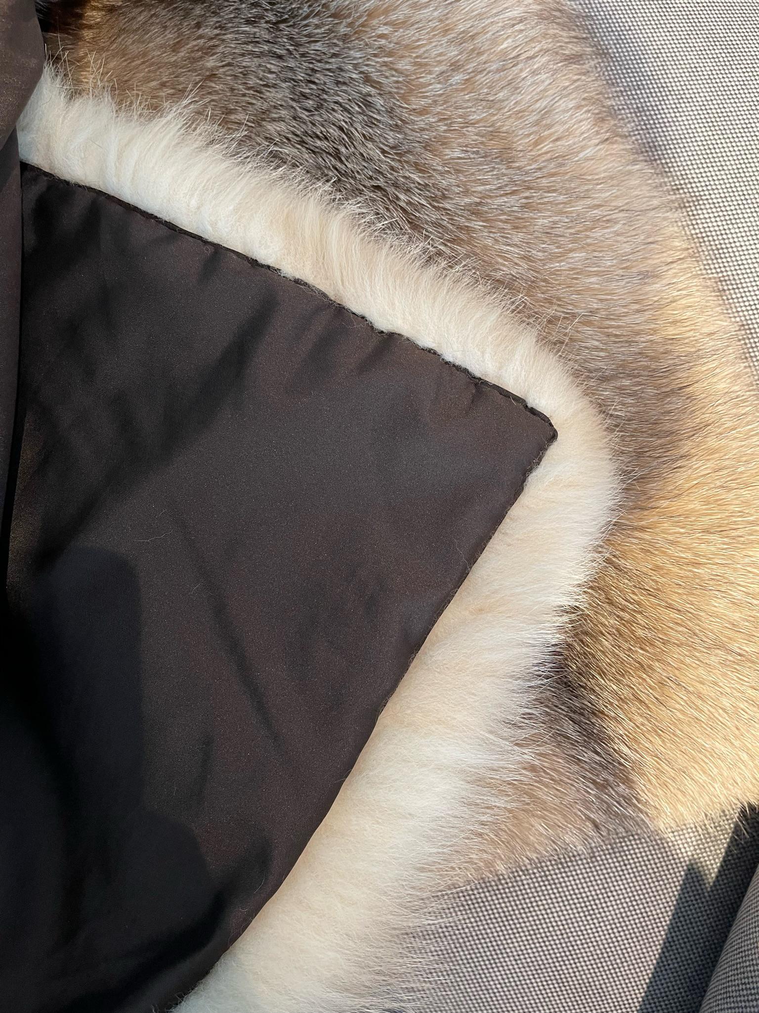 British Modern, Crystal Fox, Fur Throw, Full Pelt - Handmade, Silk Lined